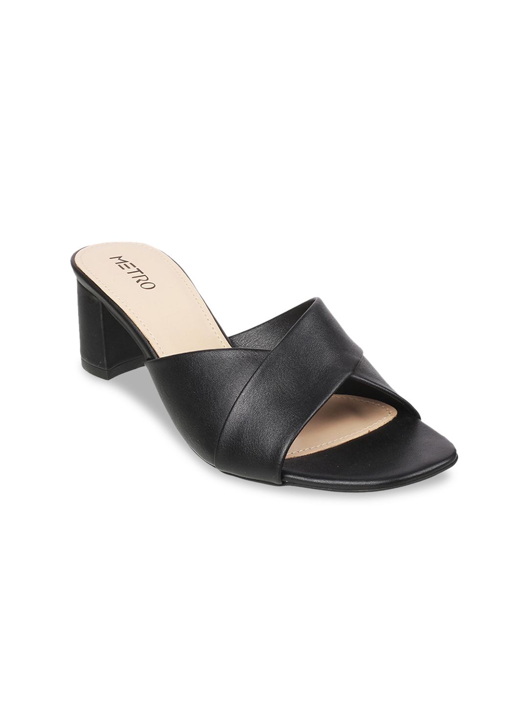 Metro Women Black Solid Block Heels Price in India