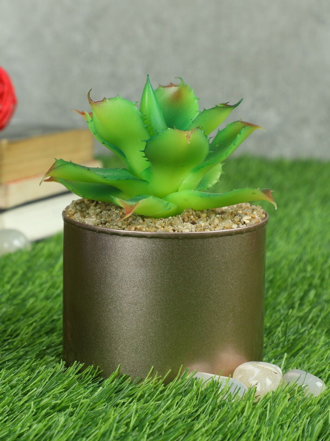 PolliNation Green & Copper-Toned Artificial Cactus Succulent With Pot Price in India