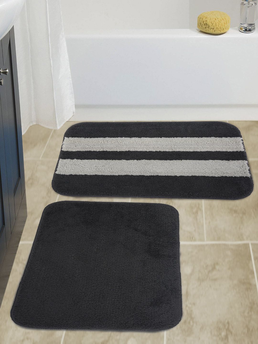 HOSTA HOMES Pack Of 2 Multicoloured Microfibre Antiskid Door Mat Price in India