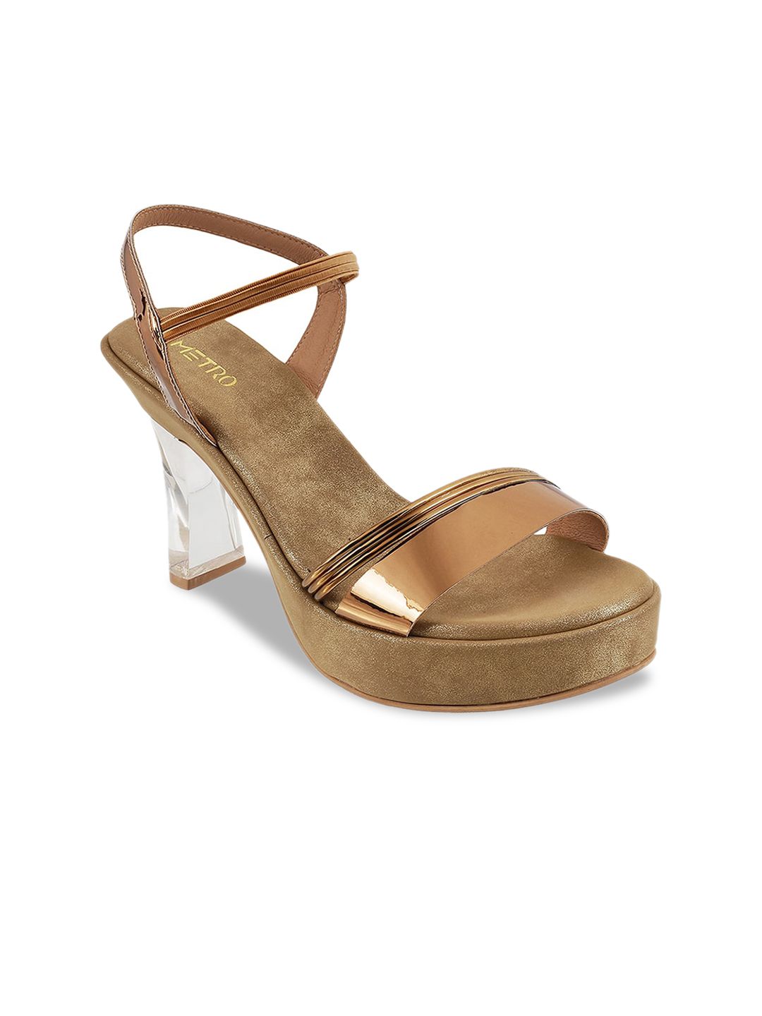 Metro Women Gold-Toned Solid Slim Heels Price in India