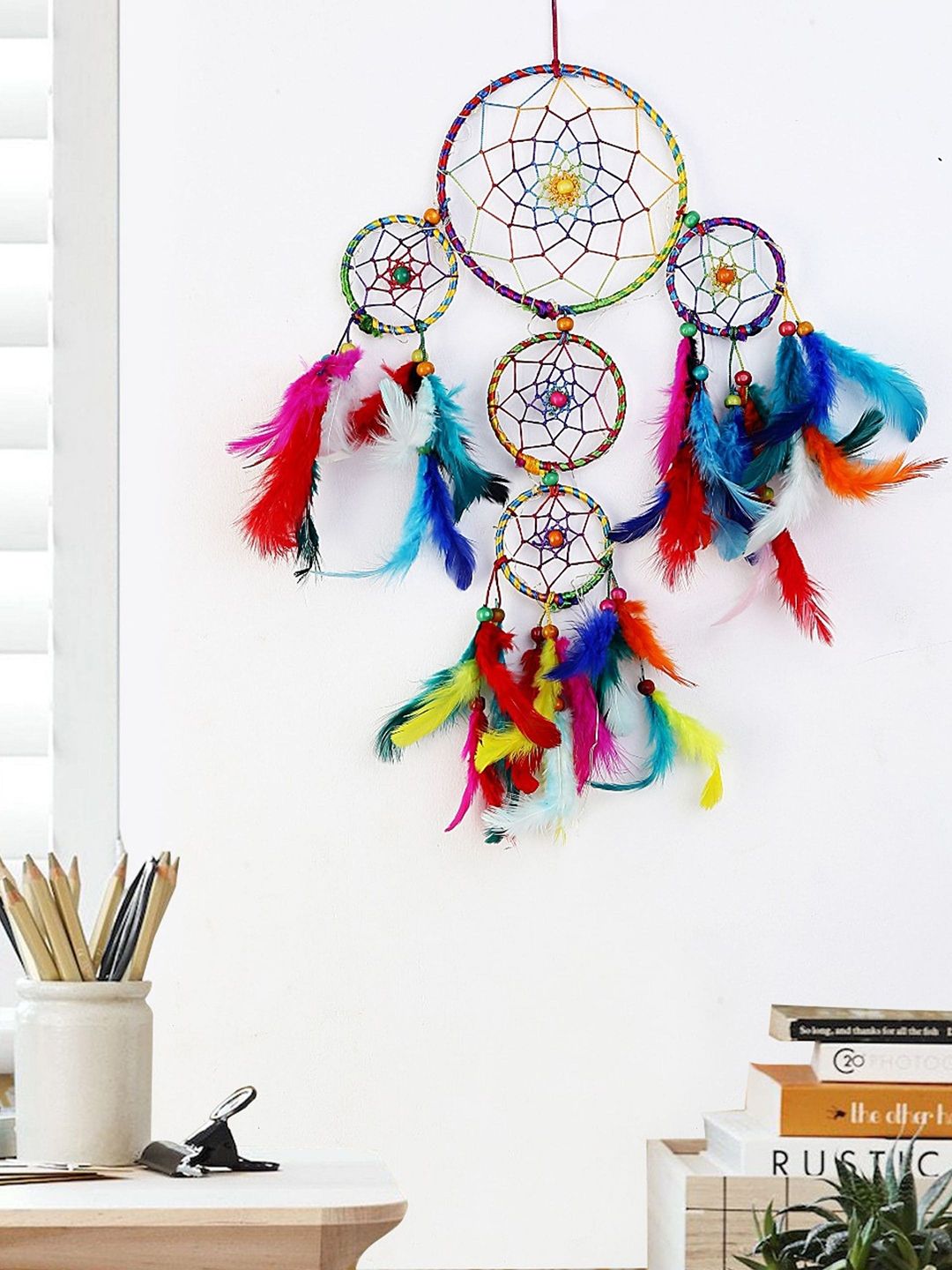 Rooh Red & Blue Handmade 4 Tier Dream Catcher Price in India