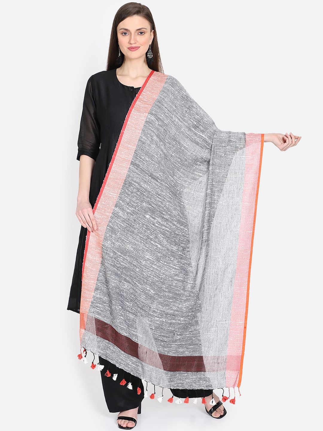THE WEAVE TRAVELLER Women Grey Woven Design Price in India
