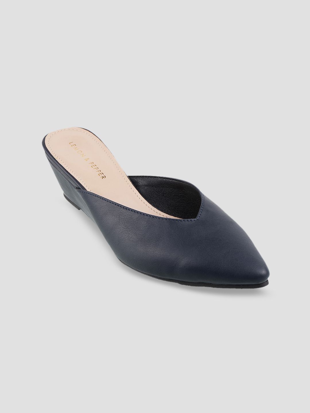 LEMON & PEPPER Women Navy Blue Solid Wedges Price in India