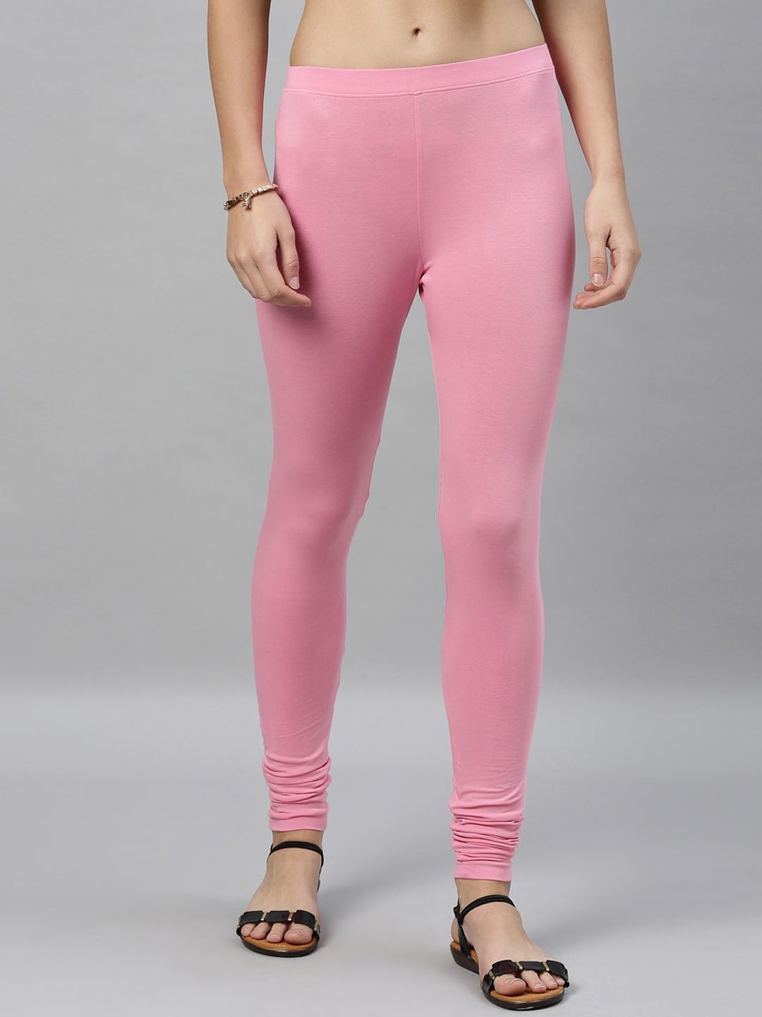 Kryptic Women Pink Solid Churidar Leggings Price in India