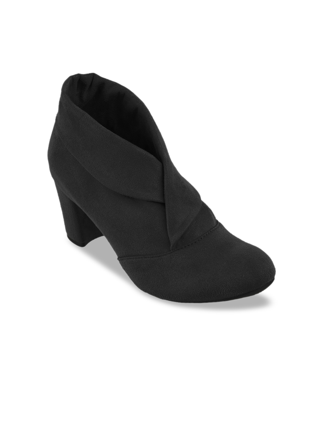LEMON & PEPPER Women Black Solid Heeled Boots Price in India