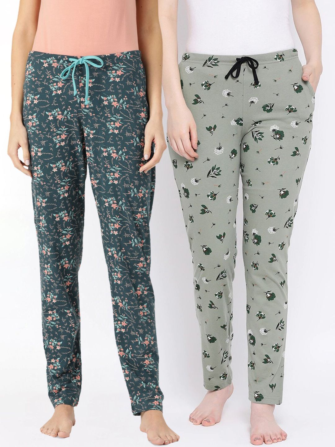 Kanvin Women Pack Of 2 Floral Printed Lounge Pants Price in India