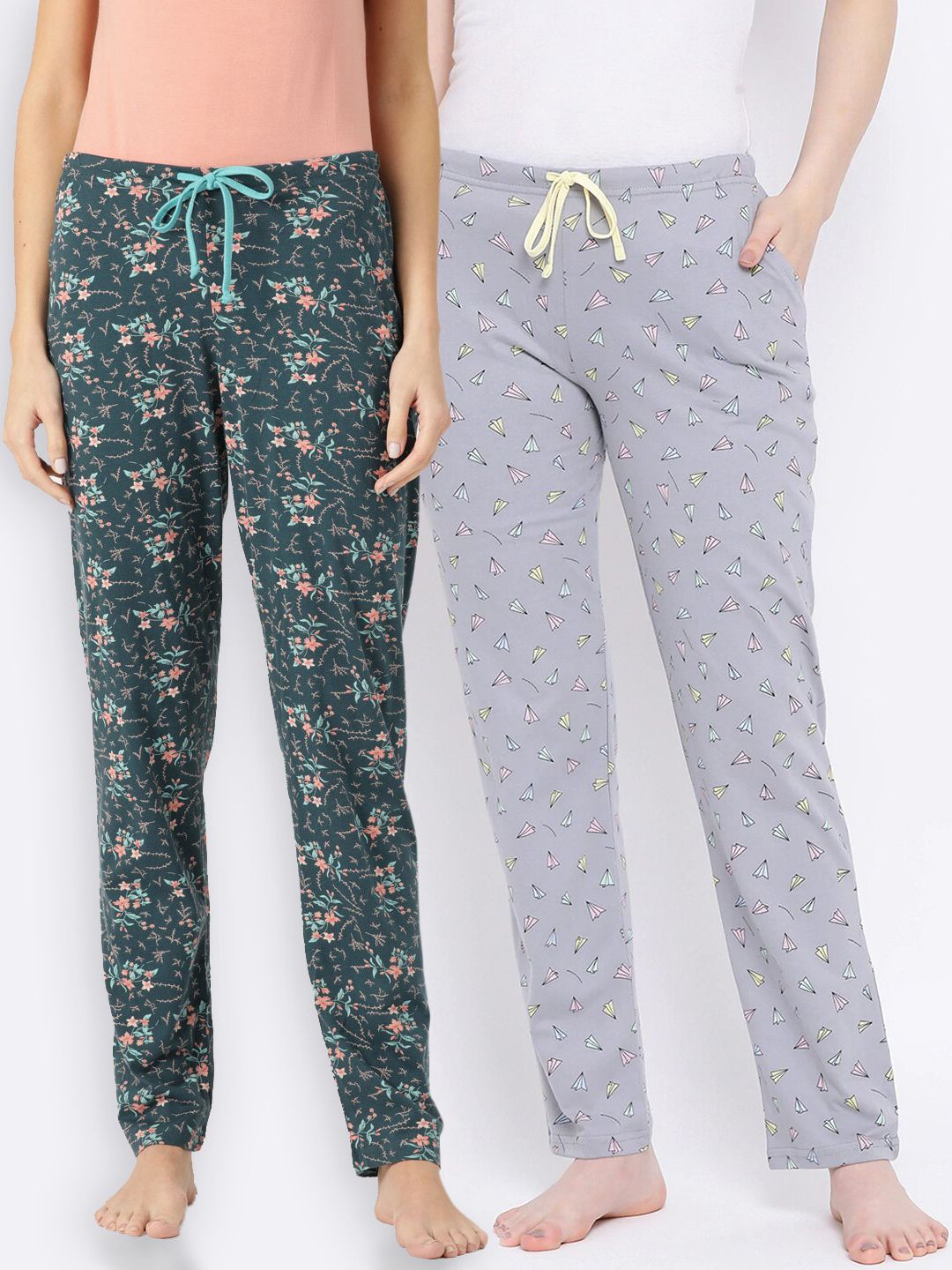 Kanvin Women Pack Of 2 Printed Cotton Lounge Pants Price in India