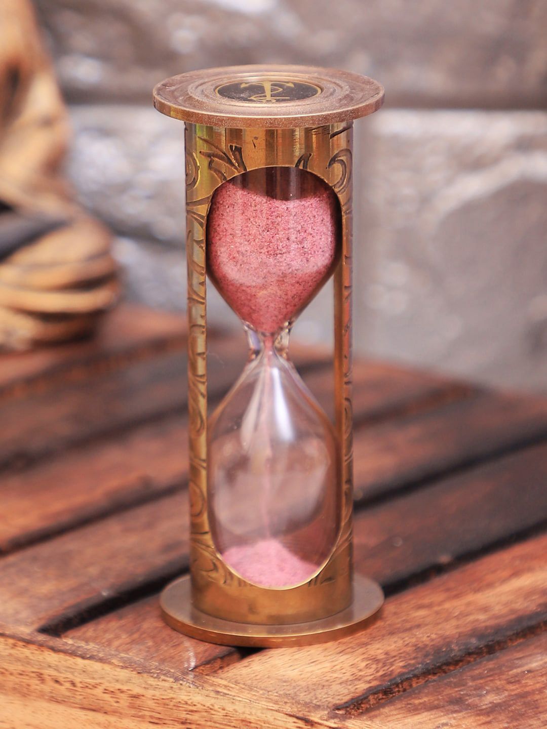 EXIM DECOR Gold-Toned & Pink Tube Type Sand Timer Price in India