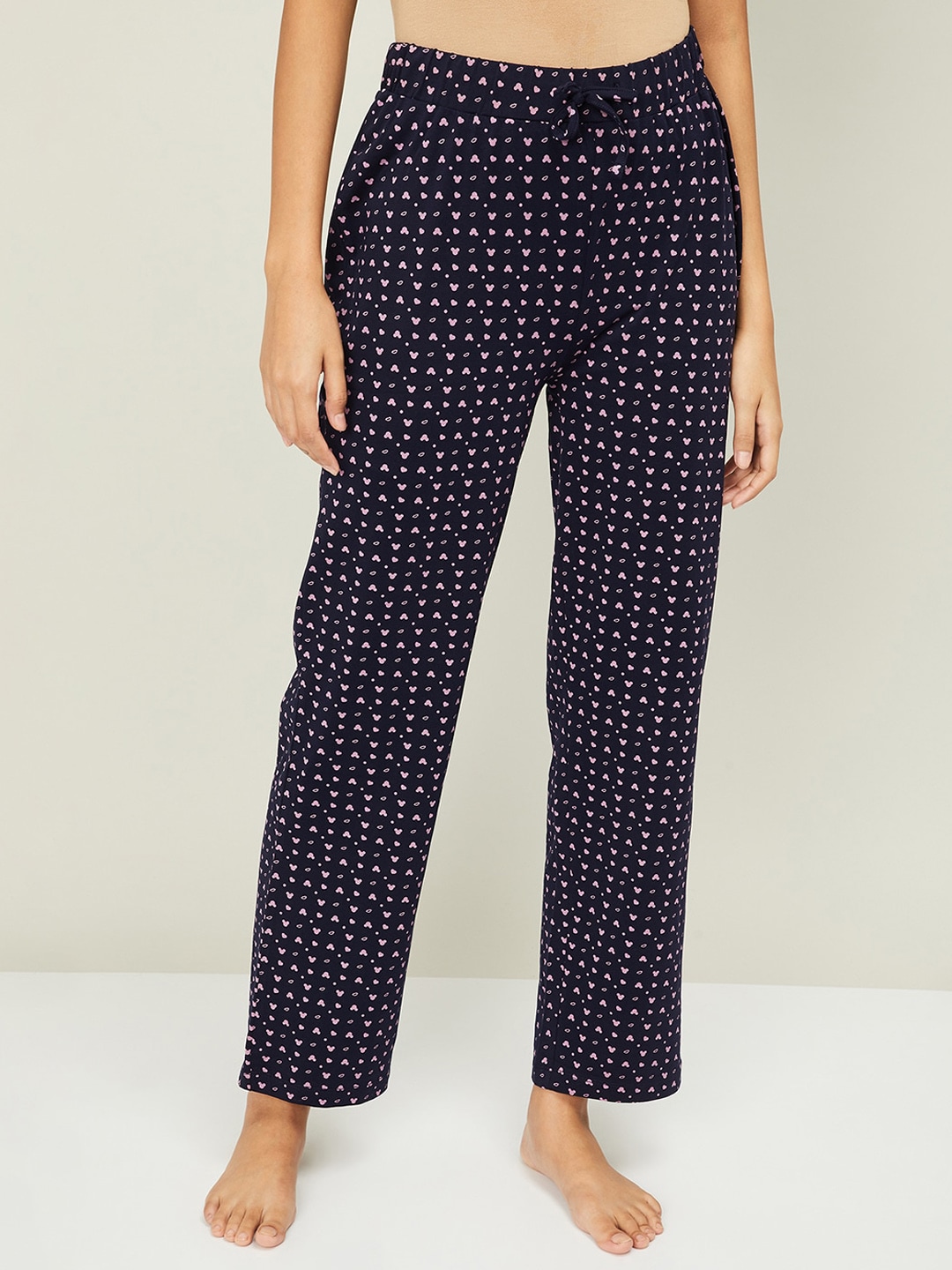 Ginger by Lifestyle Women Navy Blue Printed Pyjamas Price in India