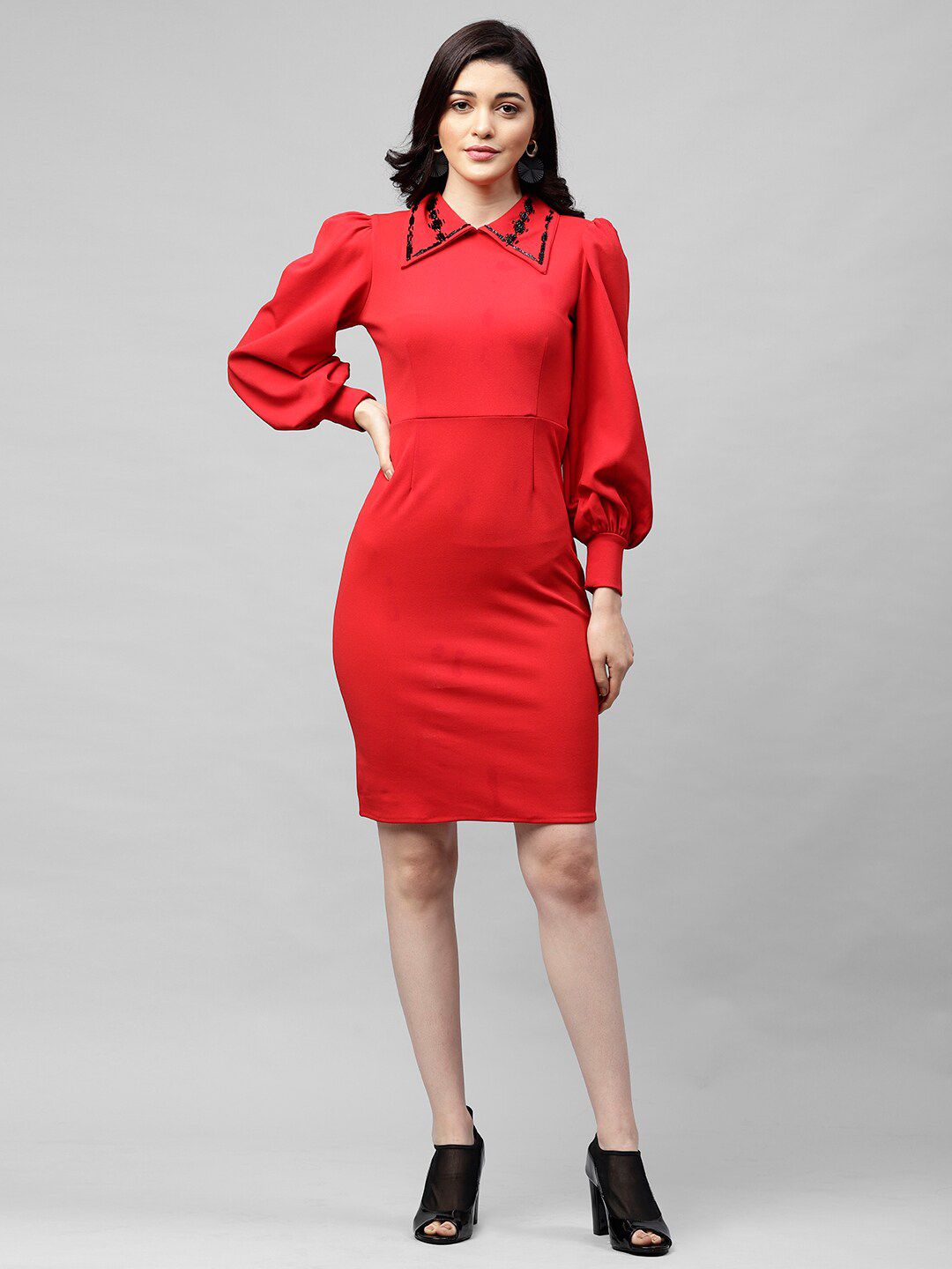 Athena Women Red Solid Sheath Dress