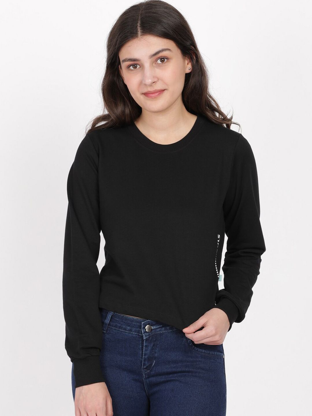 BEVERLY BLUES Women Black Solid Sweatshirt Price in India