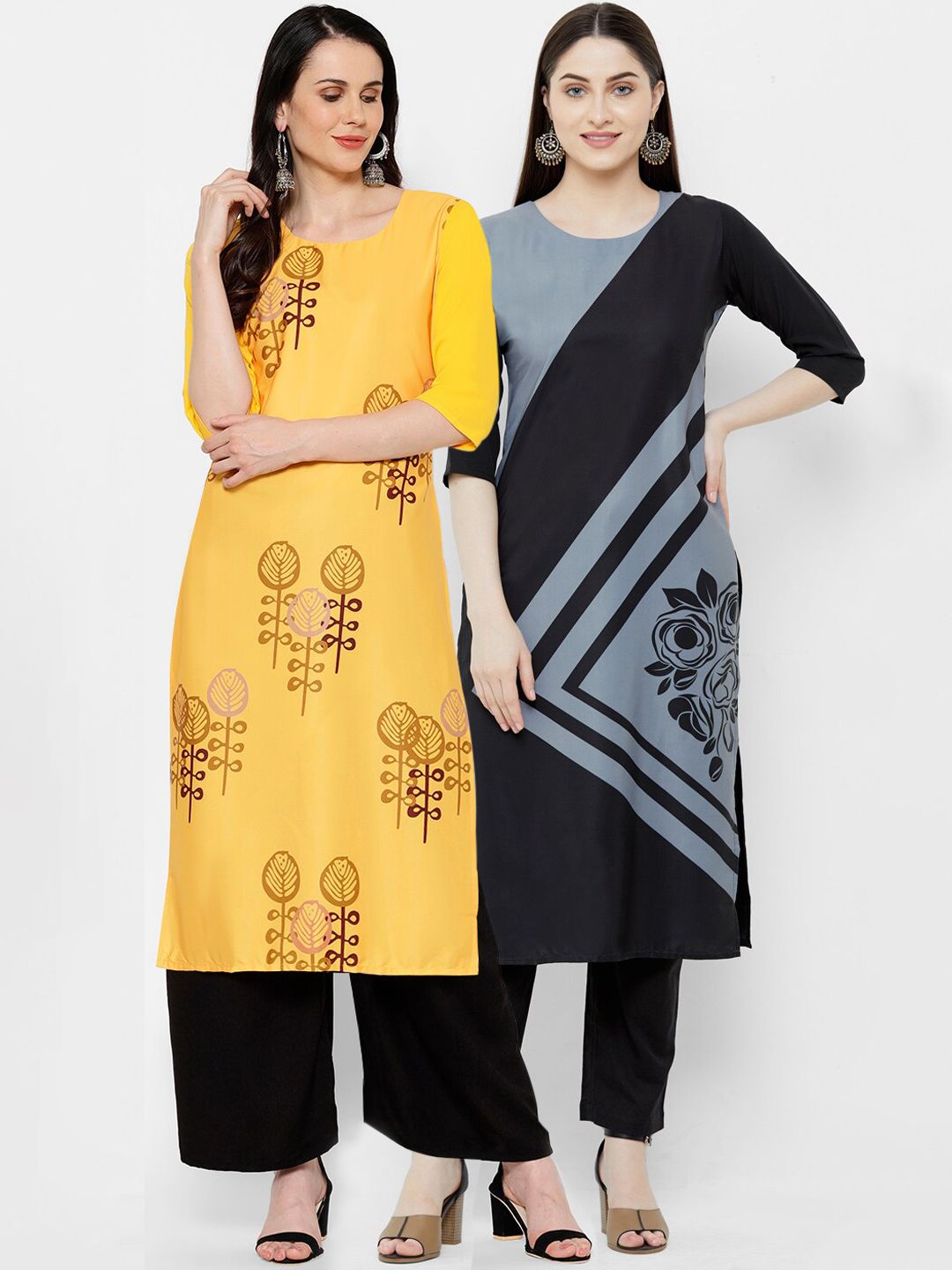 7Threads Women Multicoloured Printed Straight Kurta 7Threads