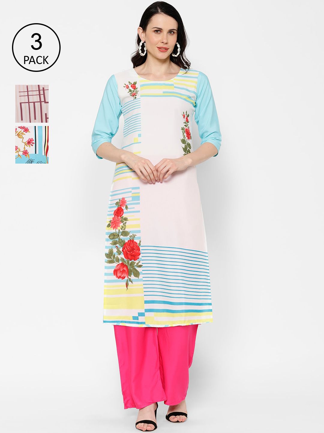 7Threads Women Multicoloured Printed Straight Kurta