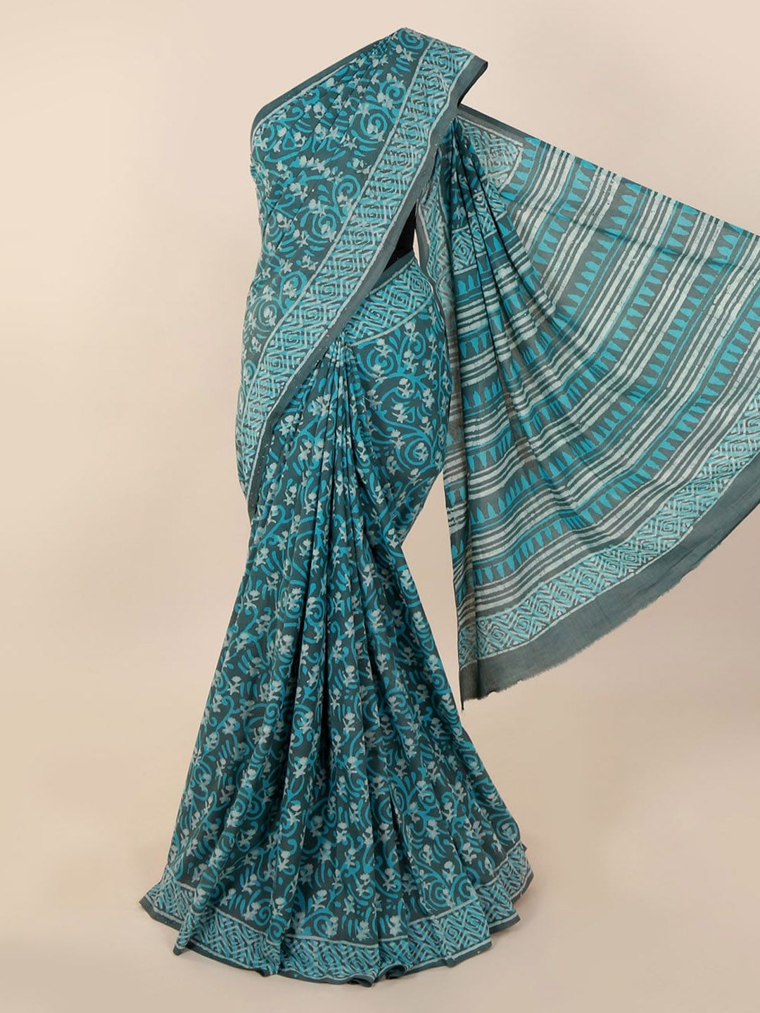 Pothys Green Printed Pure Cotton Saree