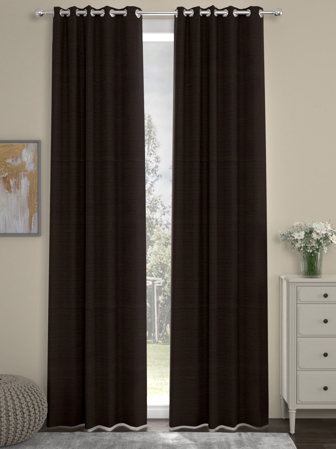 ROSARA HOME Set of 2 Brown Door Curtains Price in India