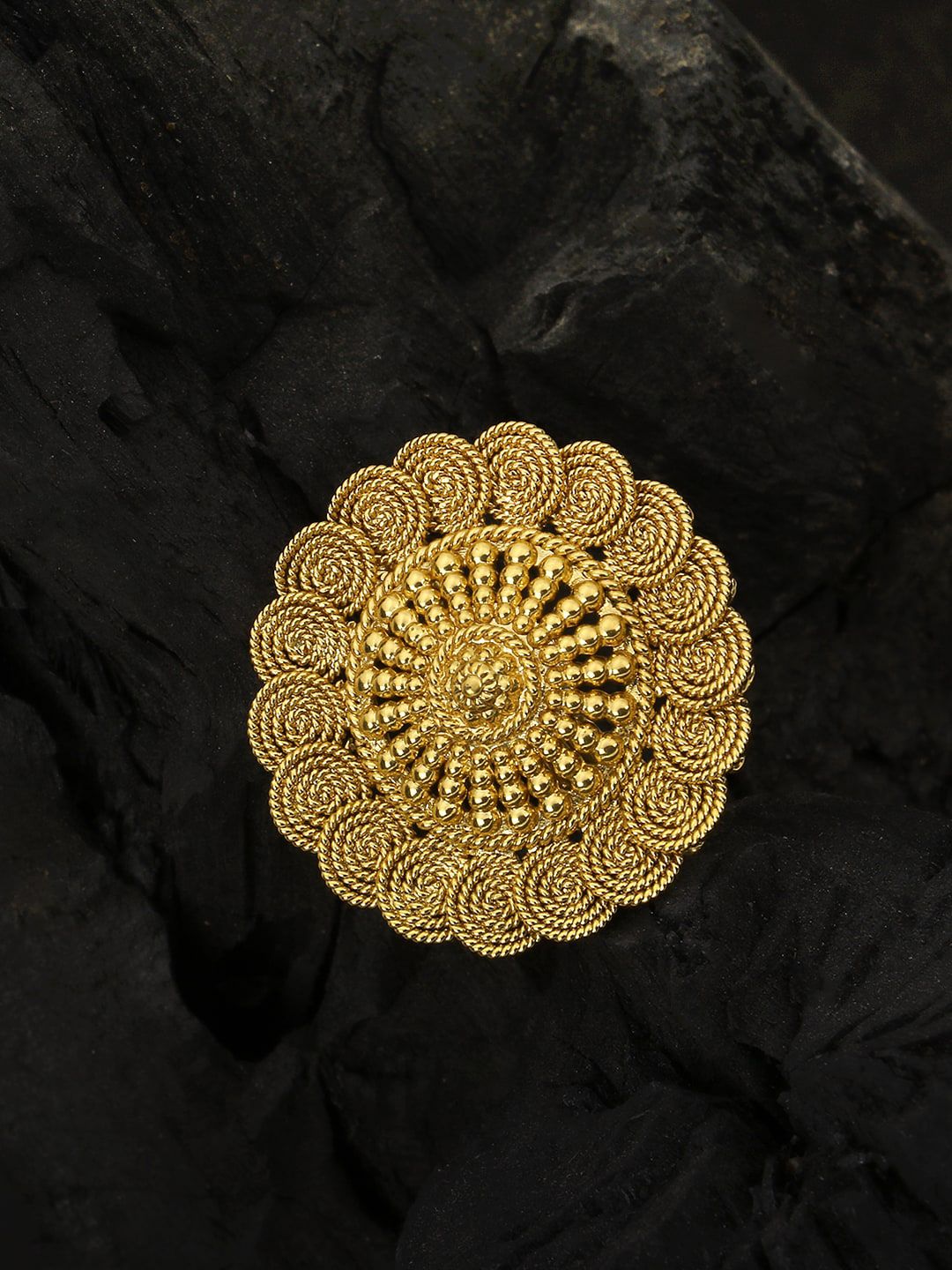 Adwitiya Collection 24K Gold-Plated Round Adjustable Handcrafted Finger Ring Price in India