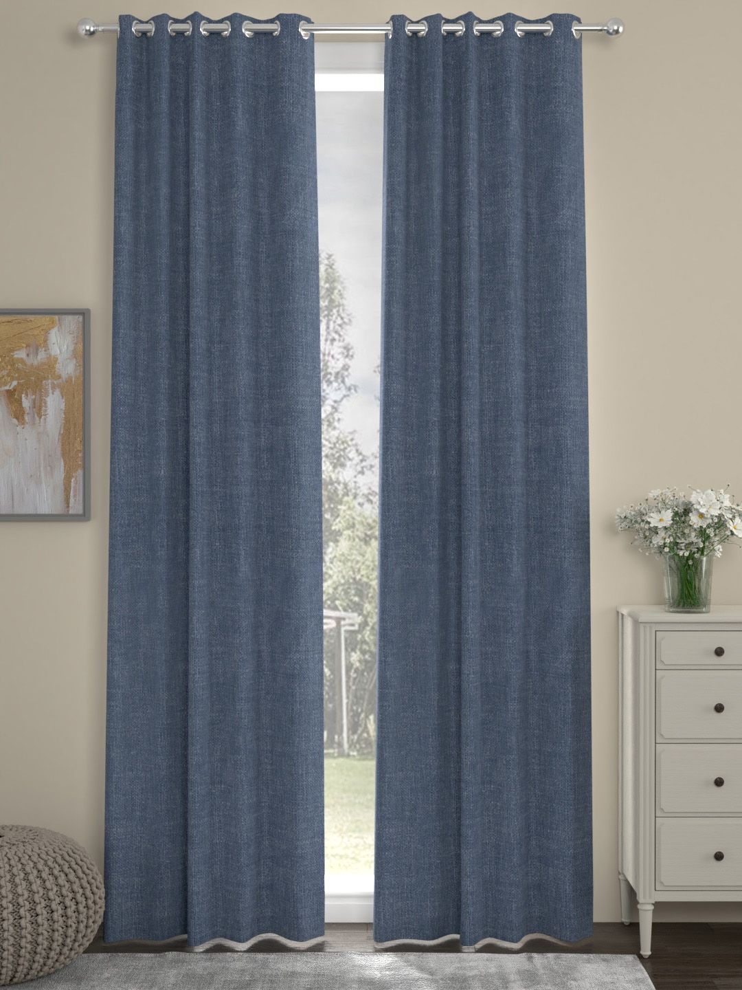ROSARA HOME Navy Blue Single Door Curtain Price in India