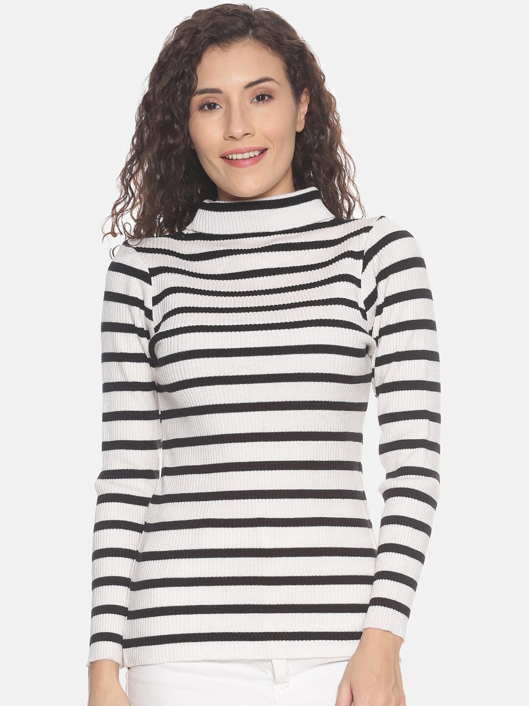 BEVERLY BLUES Women Black Striped Price in India