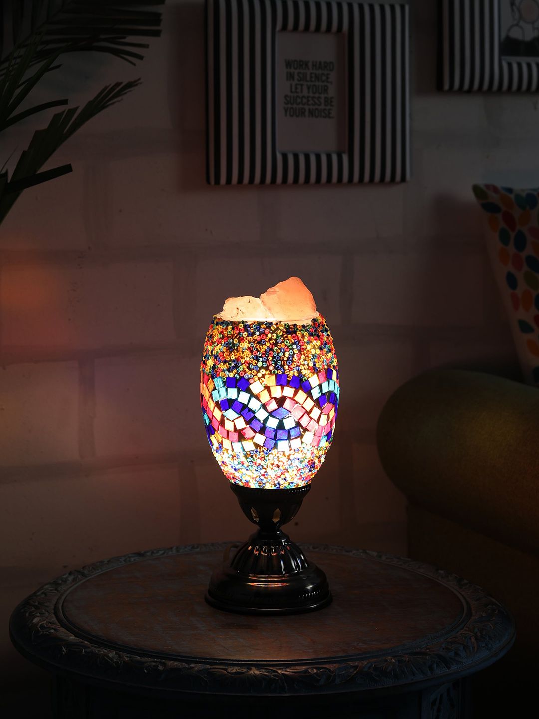 OddCroft Multicoloured Textured Himalayan Rock Salt Table Lamp Price in India