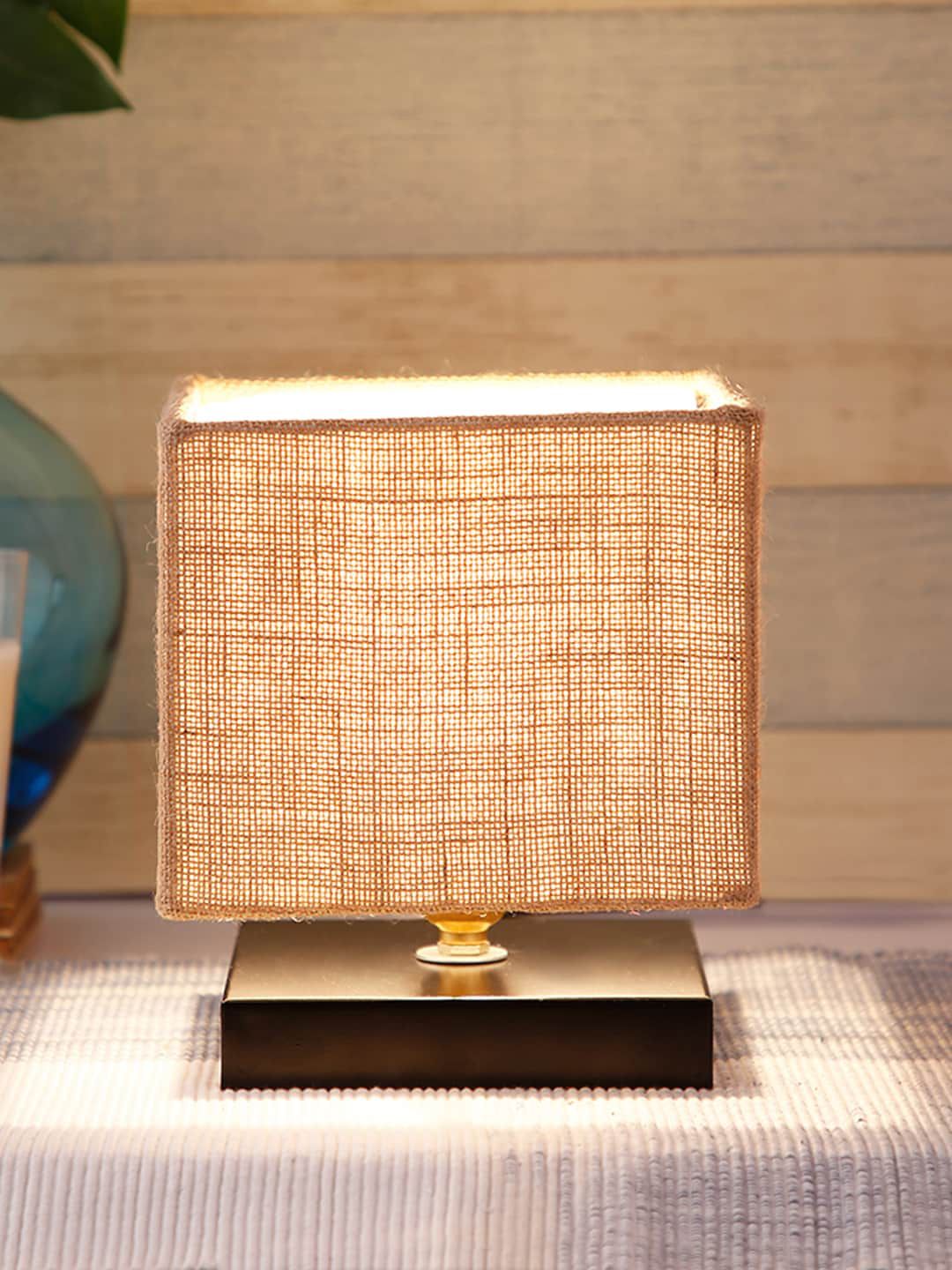 Devansh Beige Solid Contemporary Square Table Lamp Price in India