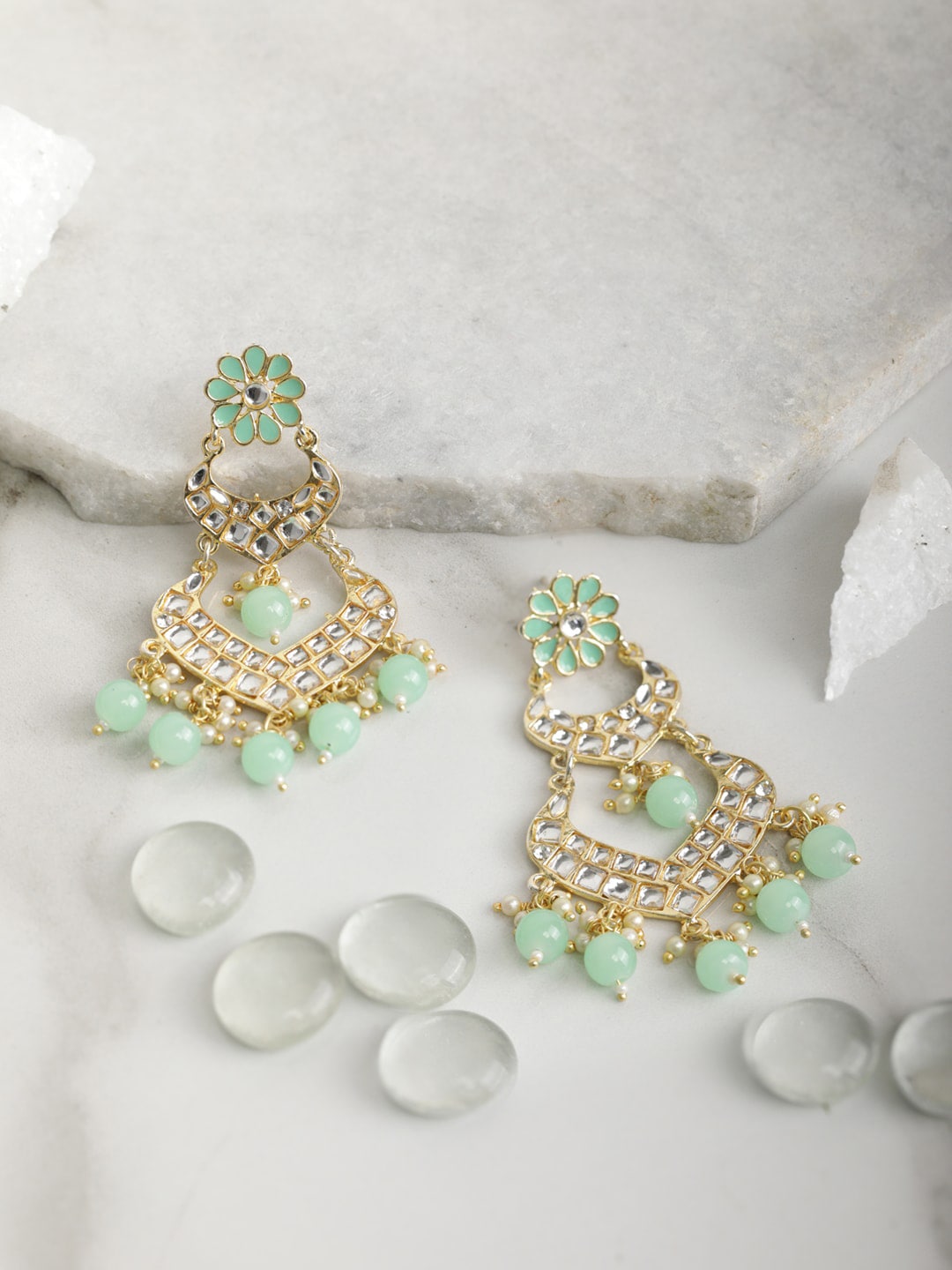 Priyaasi Green Contemporary Drop Earrings Price in India