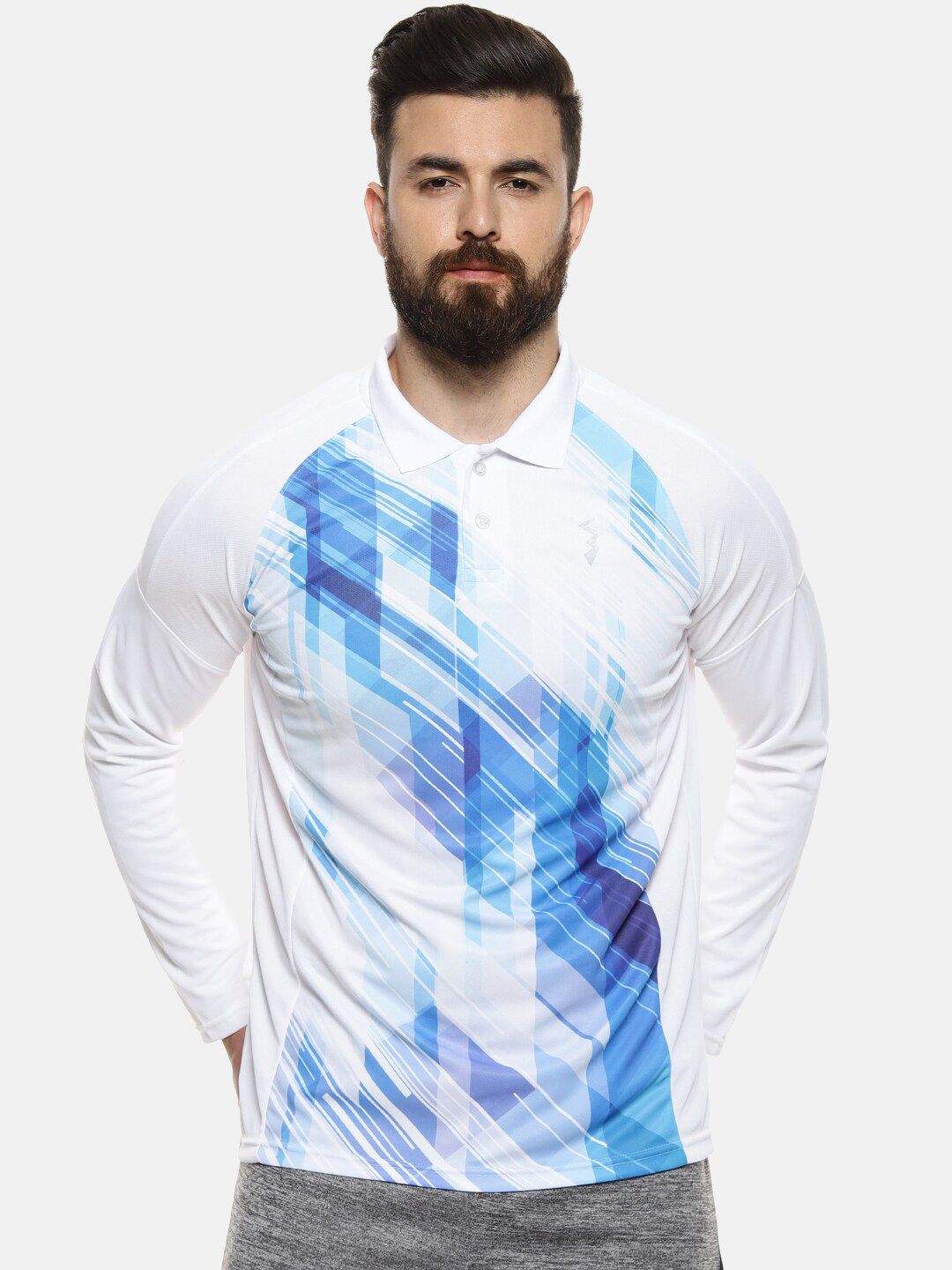 CAHOOT Men White Printed Polo Collar T-shirt