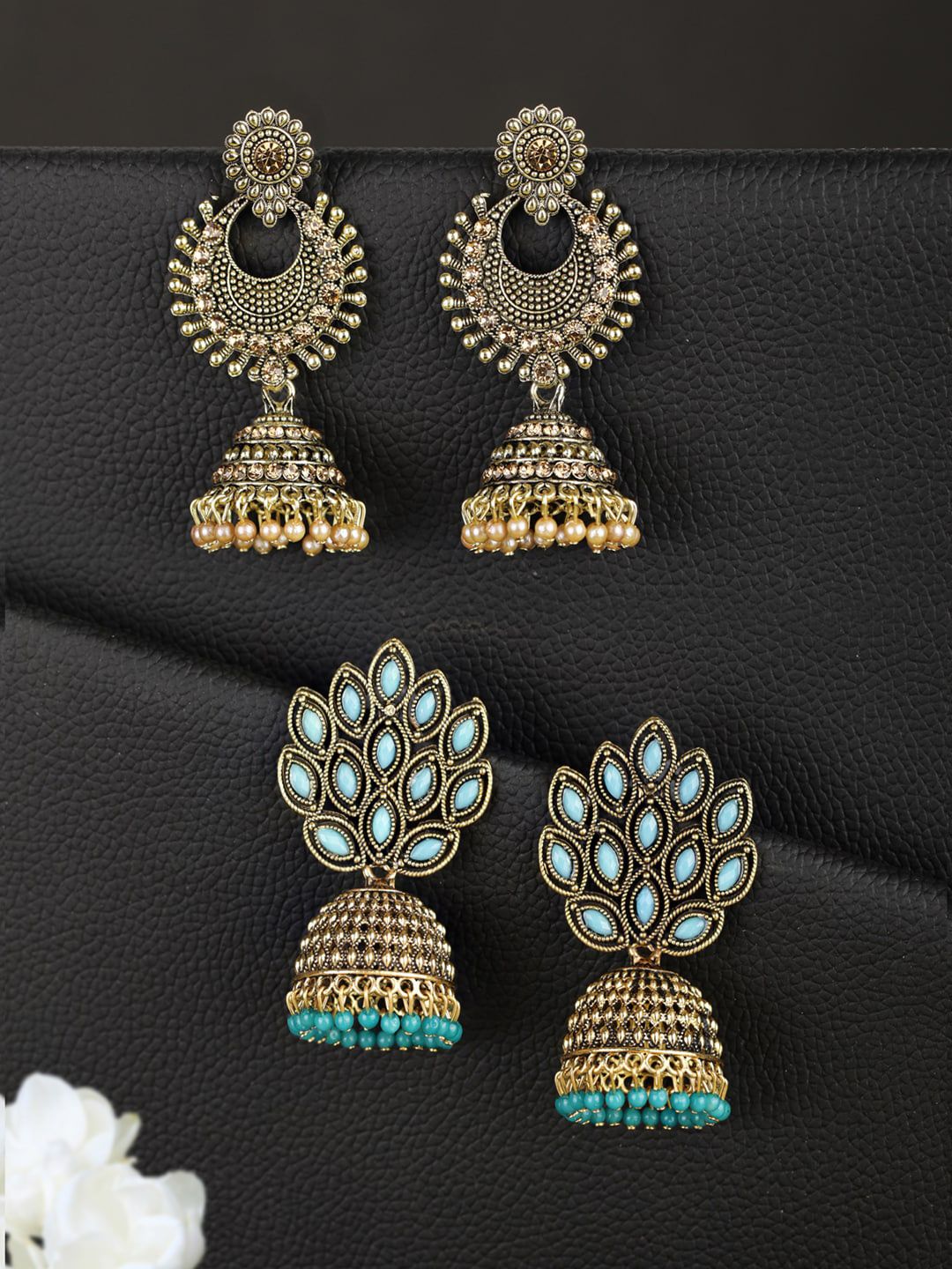 Priyaasi Blue Contemporary Jhumkas Combo Price in India