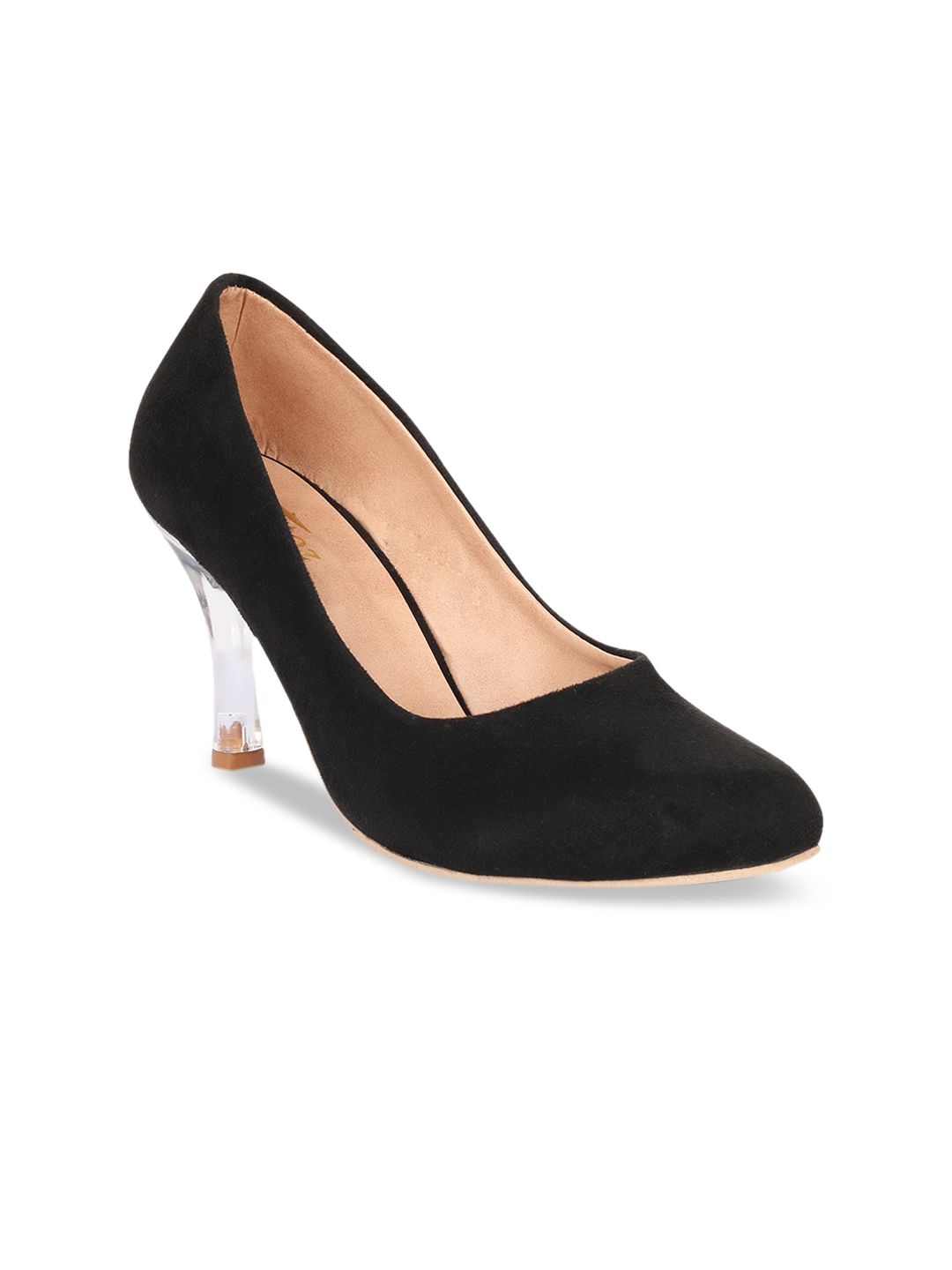 ZAPATOZ Women Black Solid Suede Pumps Price in India