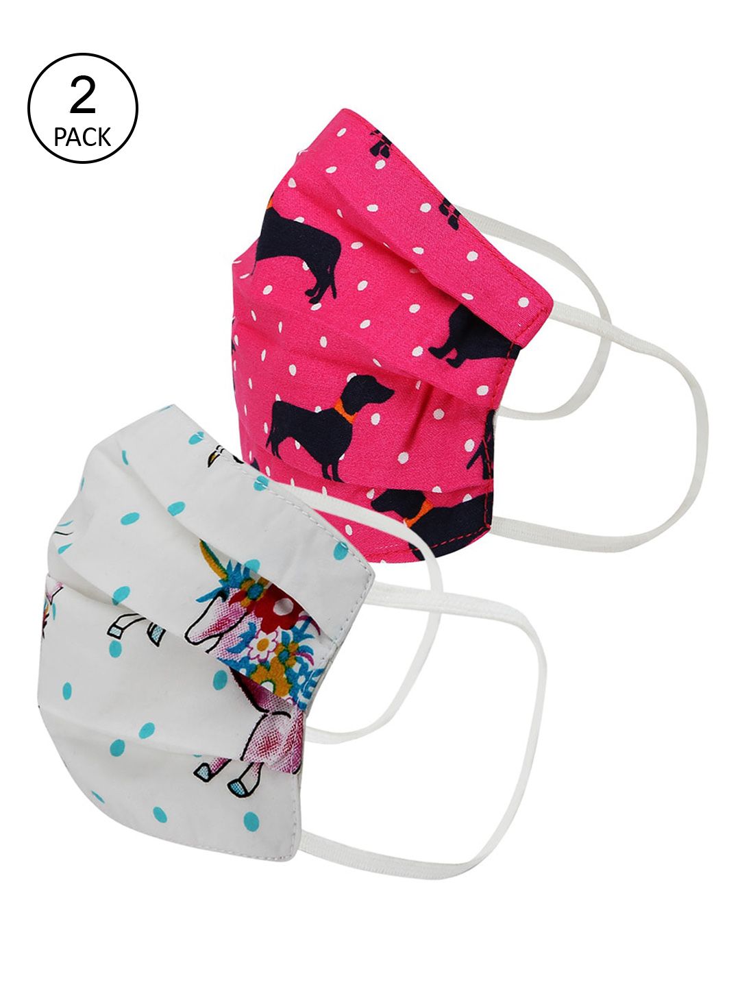 Kazo Kids Pack Of 2 Printed 2-Ply Reusable Cloth Masks Price in India