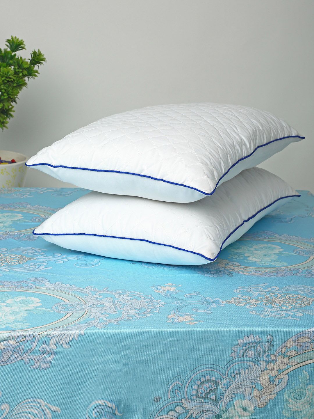 HOSTA HOMES Set Of 2 White Quilted Ultra Soft Sleep Pillow Price in India