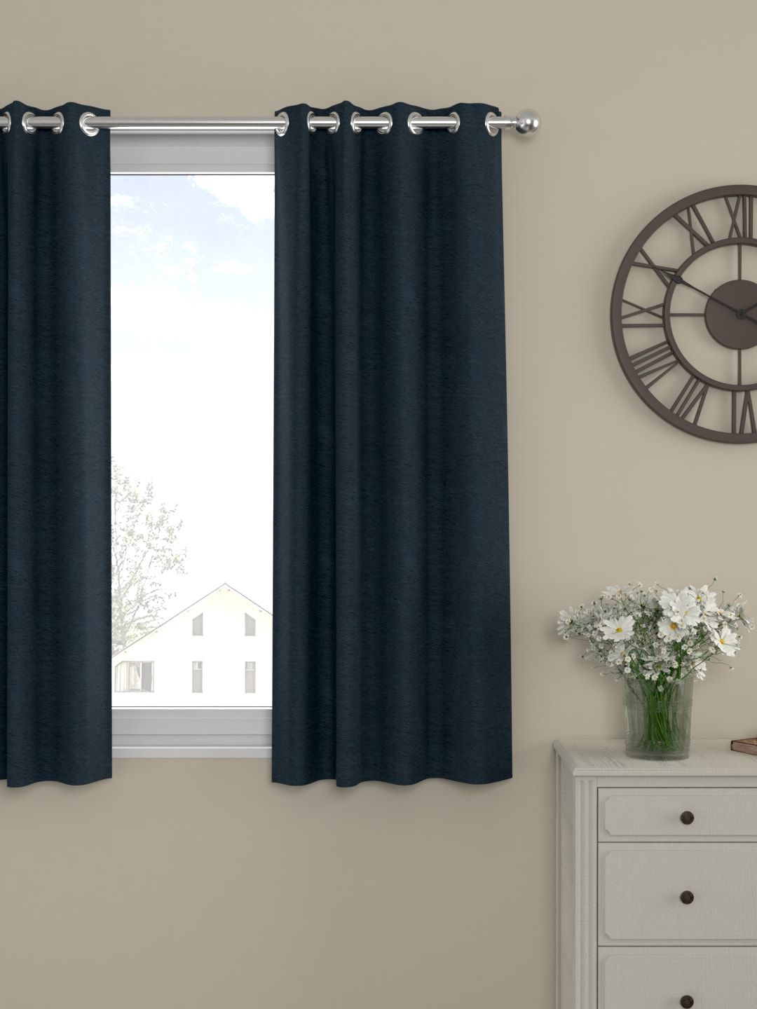 ROSARA HOME Navy Blue Single Window Curtain Price in India