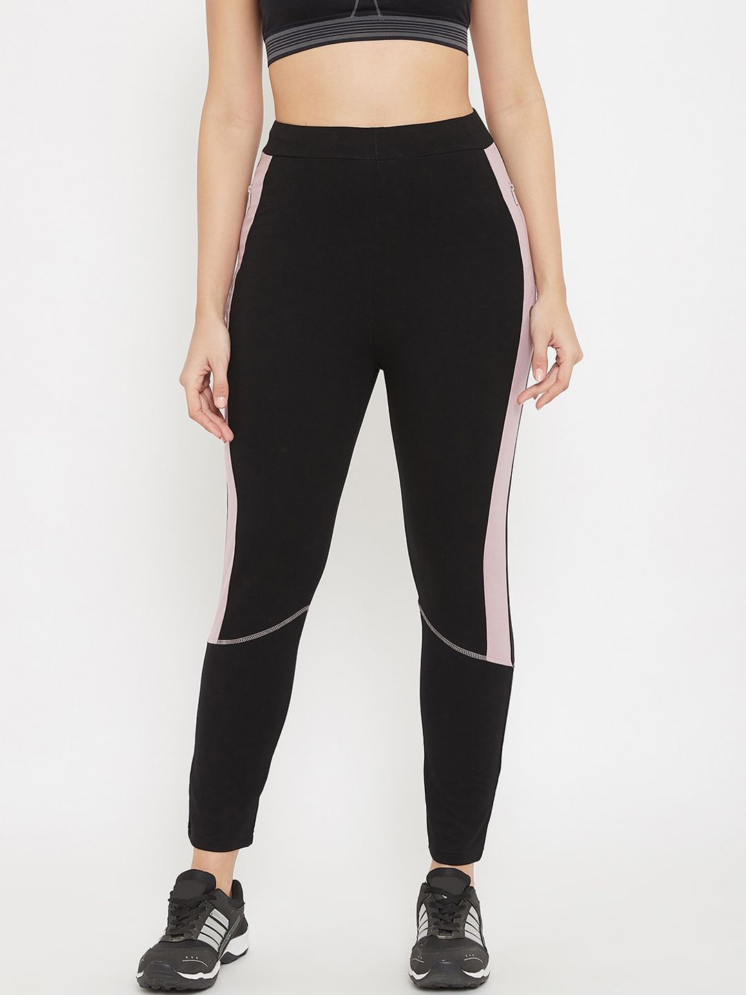C9 AIRWEAR Women Black & Pink Solid Active Track Pants Price in India