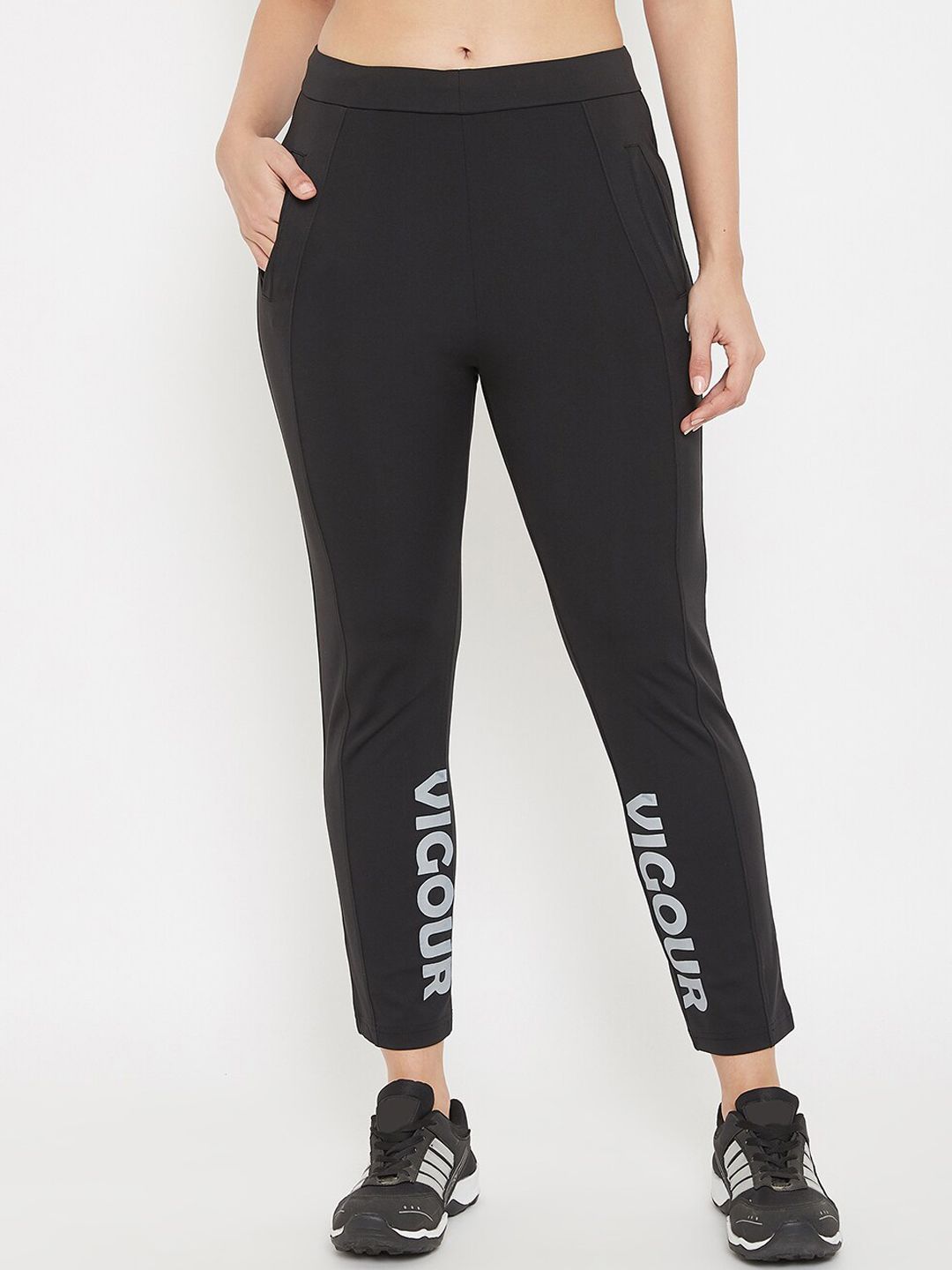 C9 AIRWEAR Women Black Solid Track Pants Price in India