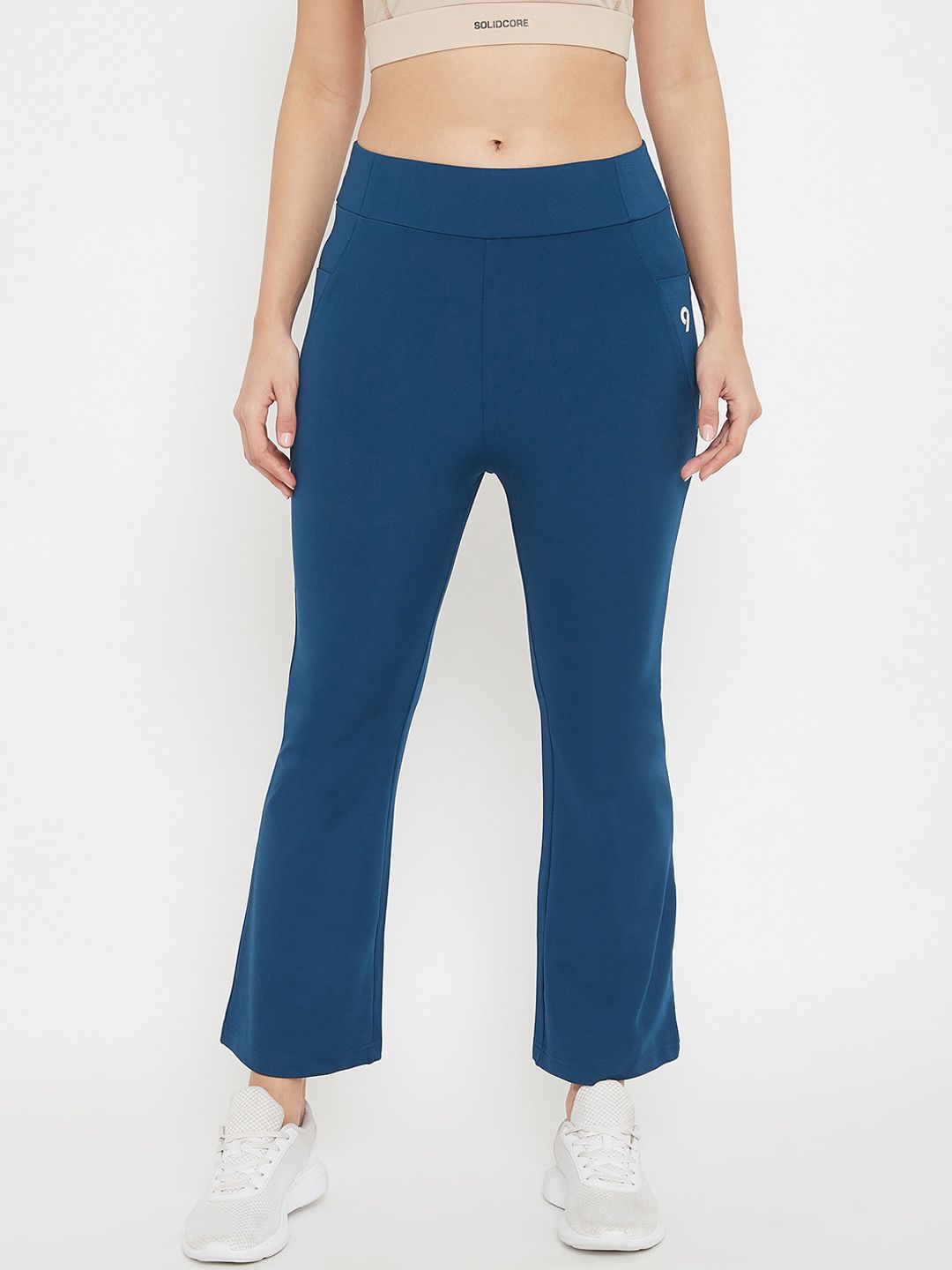 C9 AIRWEAR Women Blue Solid Bootcut Track Pants Price in India