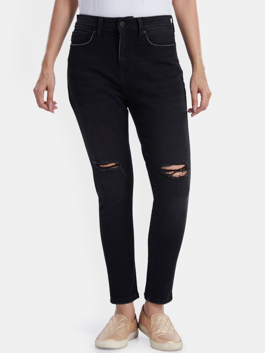 Pepe Jeans Women Black Slim Fit Jeans Price in India