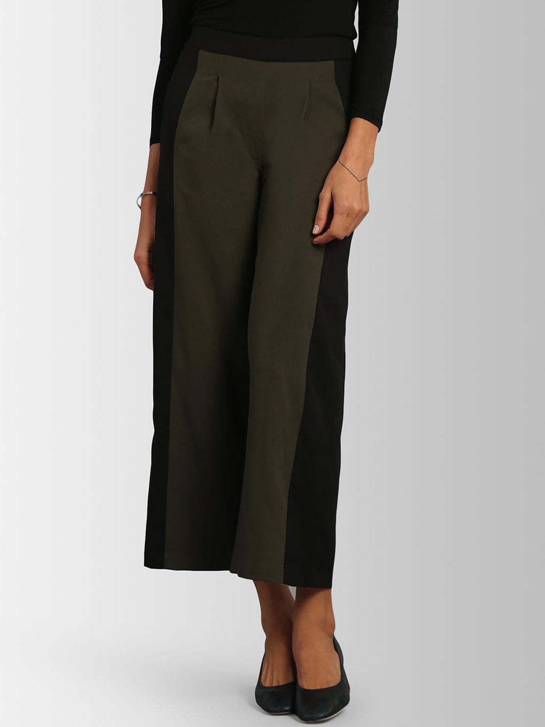 FableStreet Women Olive Green Loose Fit Solid Culottes Price in India