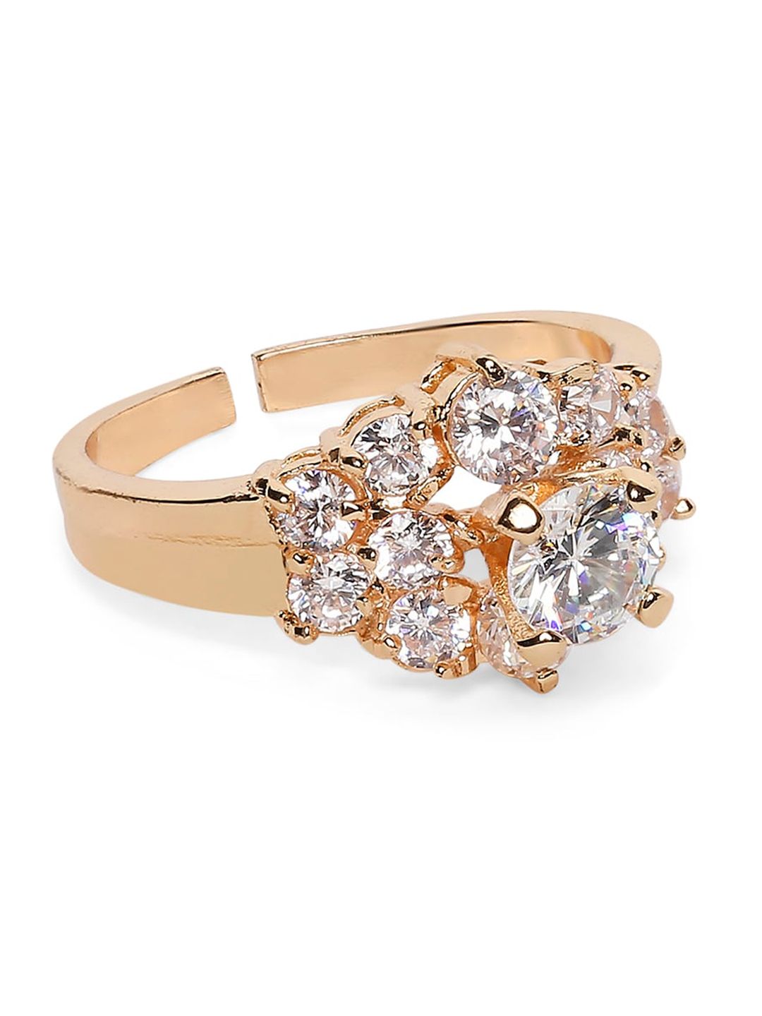 OOMPH Gold-Plated & White CZ Studded Handcrafted Finger Ring Price in India