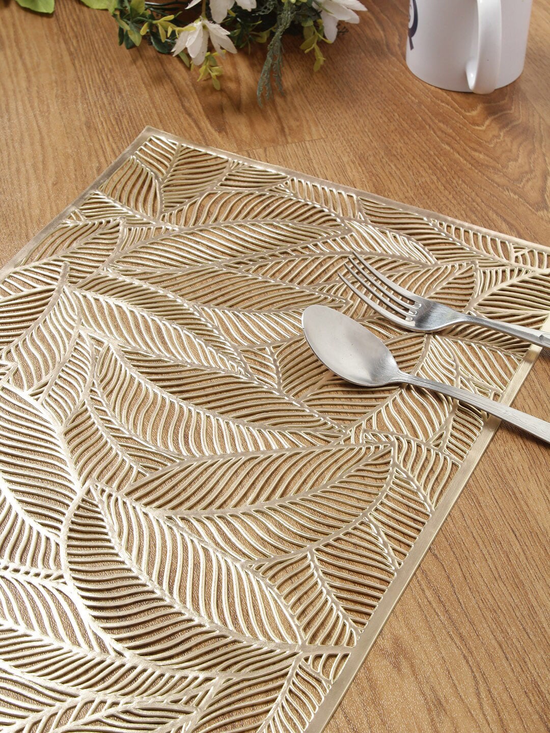 HOSTA HOMES Set Of 6 Gold-Toned Self-Design Table Placemats Price in India