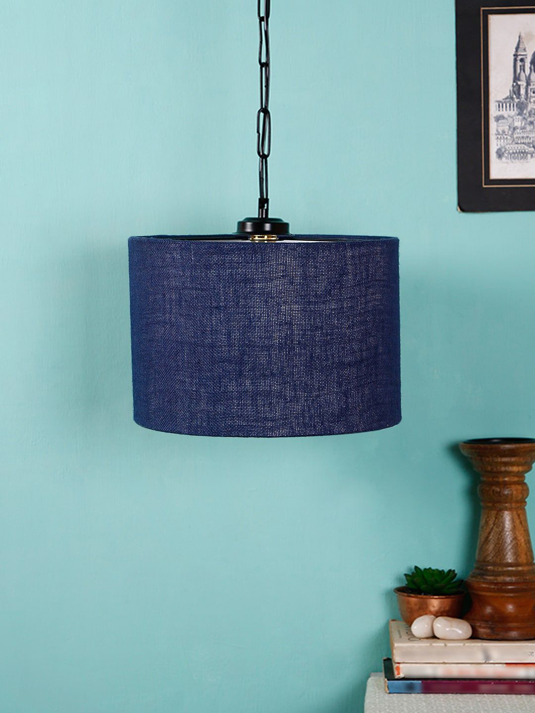 Devansh Blue Solid Traditional Hanging Lamp Price in India