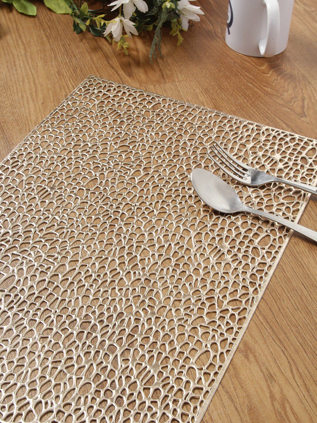 HOSTA HOMES Set Of 6 Gold-Toned Textured Table Placemats Price in India