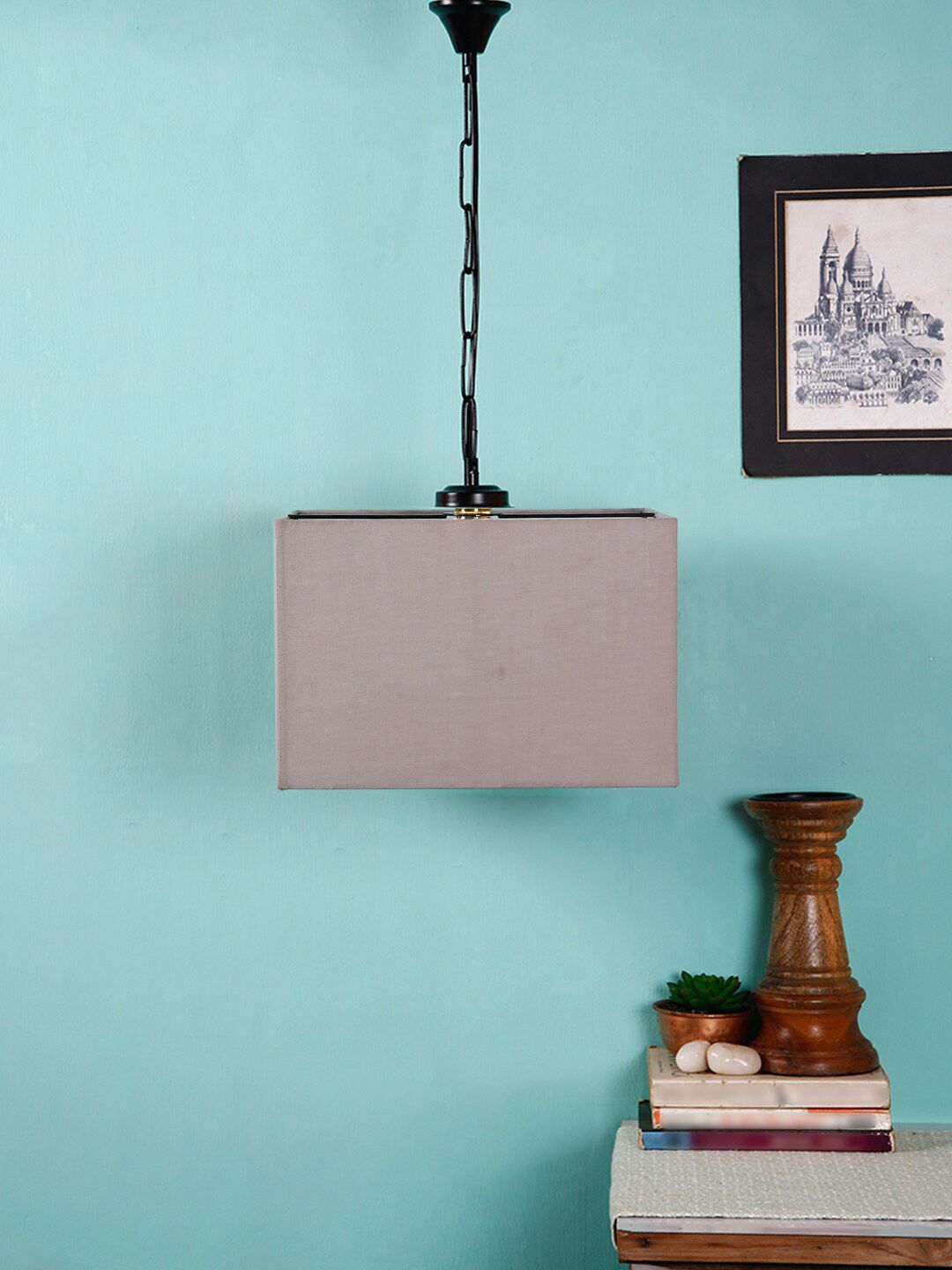 Devansh Grey Solid Traditional Hanging Lamp Price in India