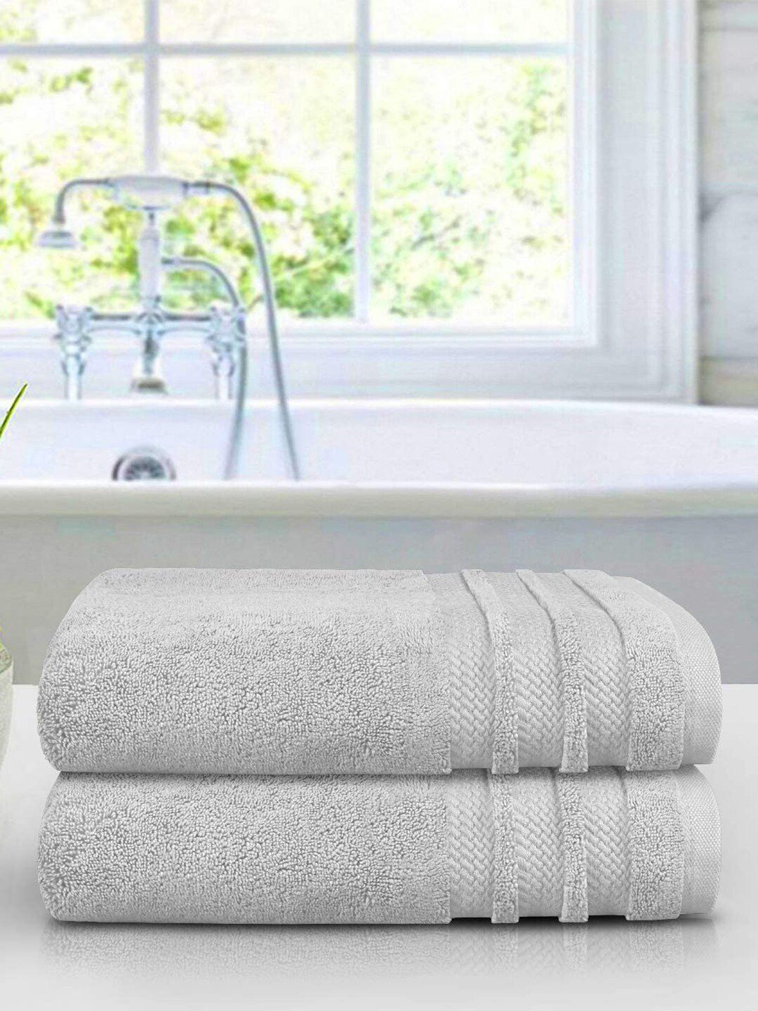 Trident Unisex Grey 4 Piece Bath Towel Set Price in India