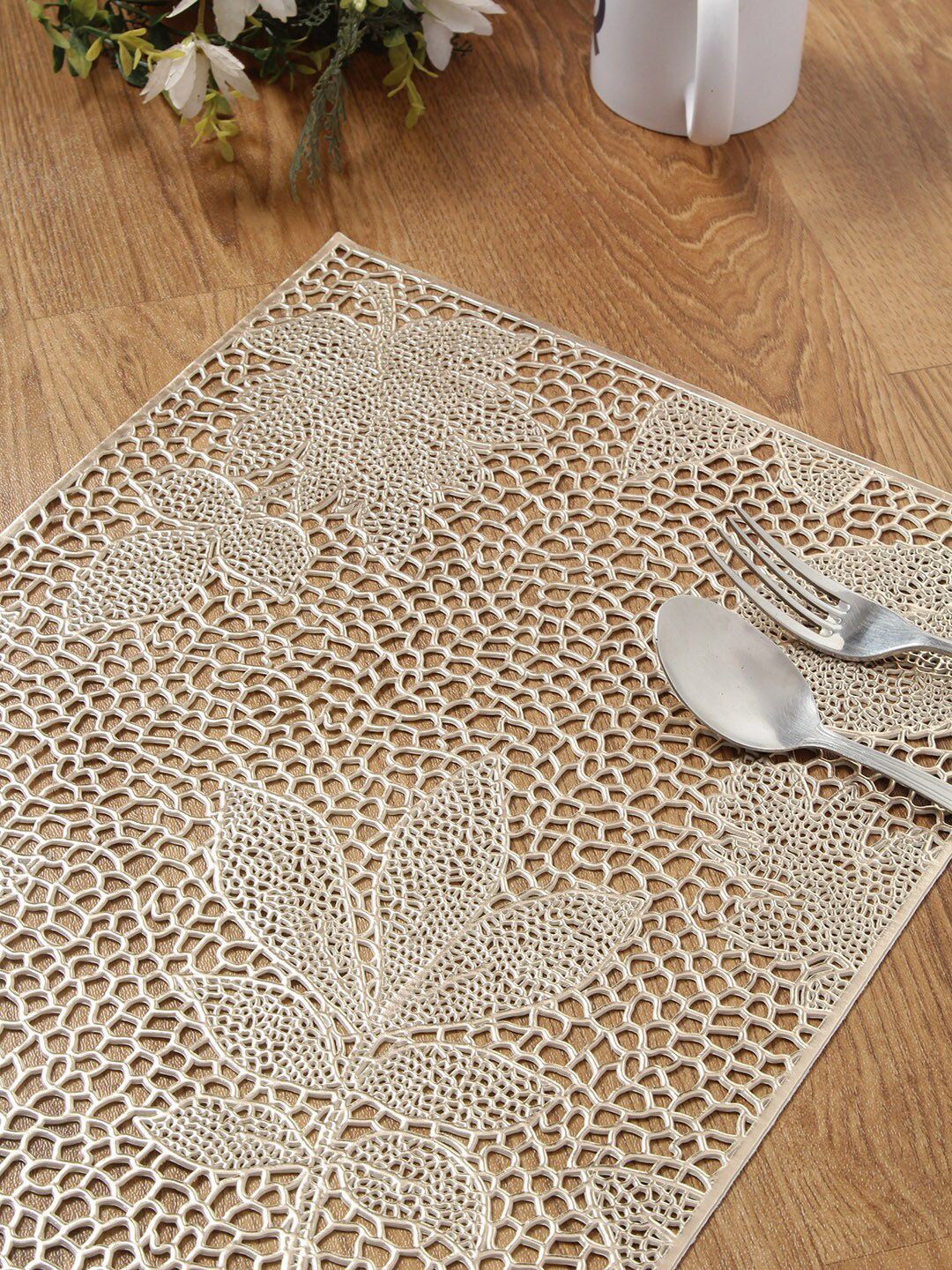 HOSTA HOMES Set Of 6 Gold-Toned Textured Table Placemats Price in India