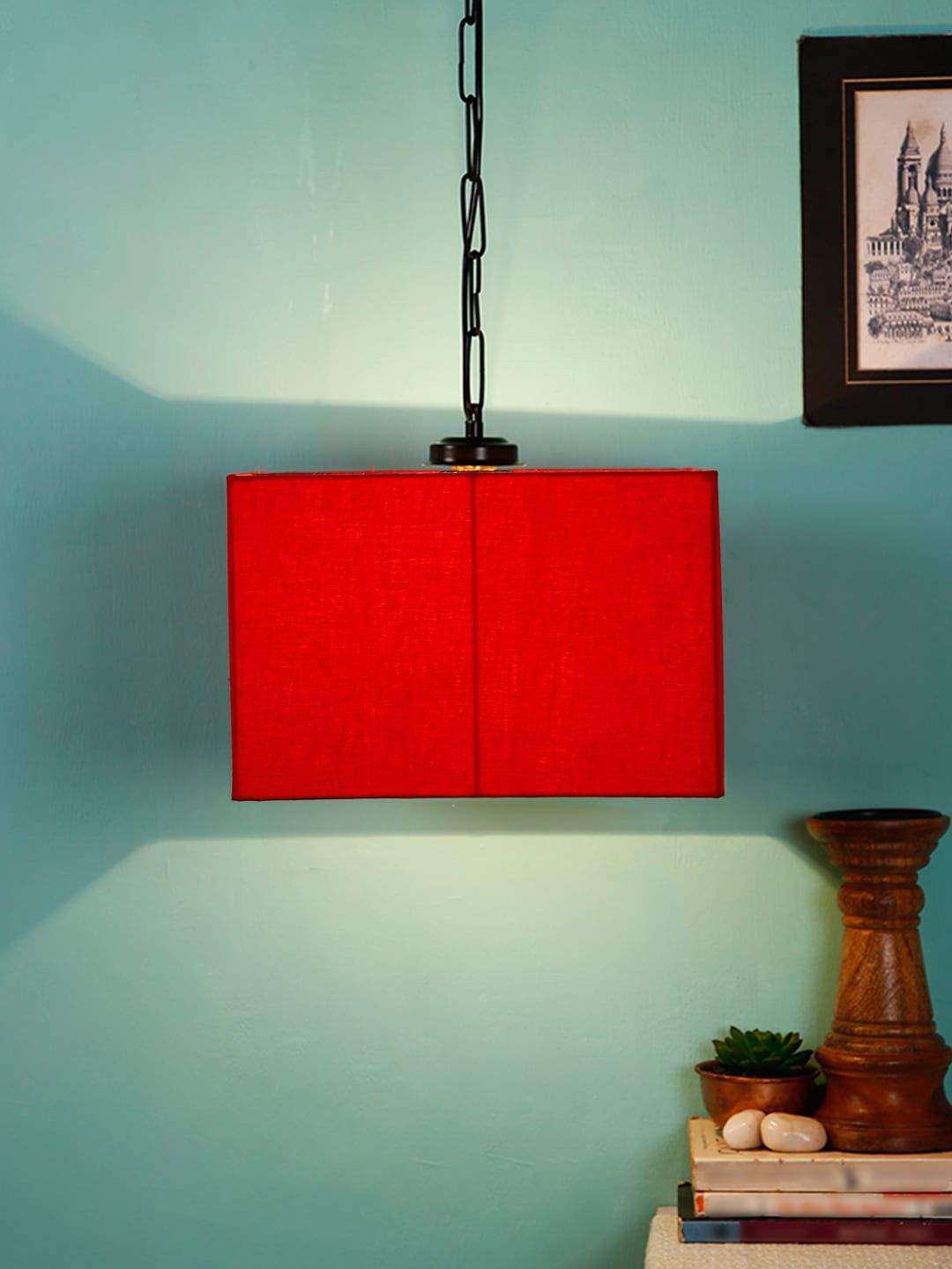 Devansh Red Solid Traditional Hanging Lamp Price in India