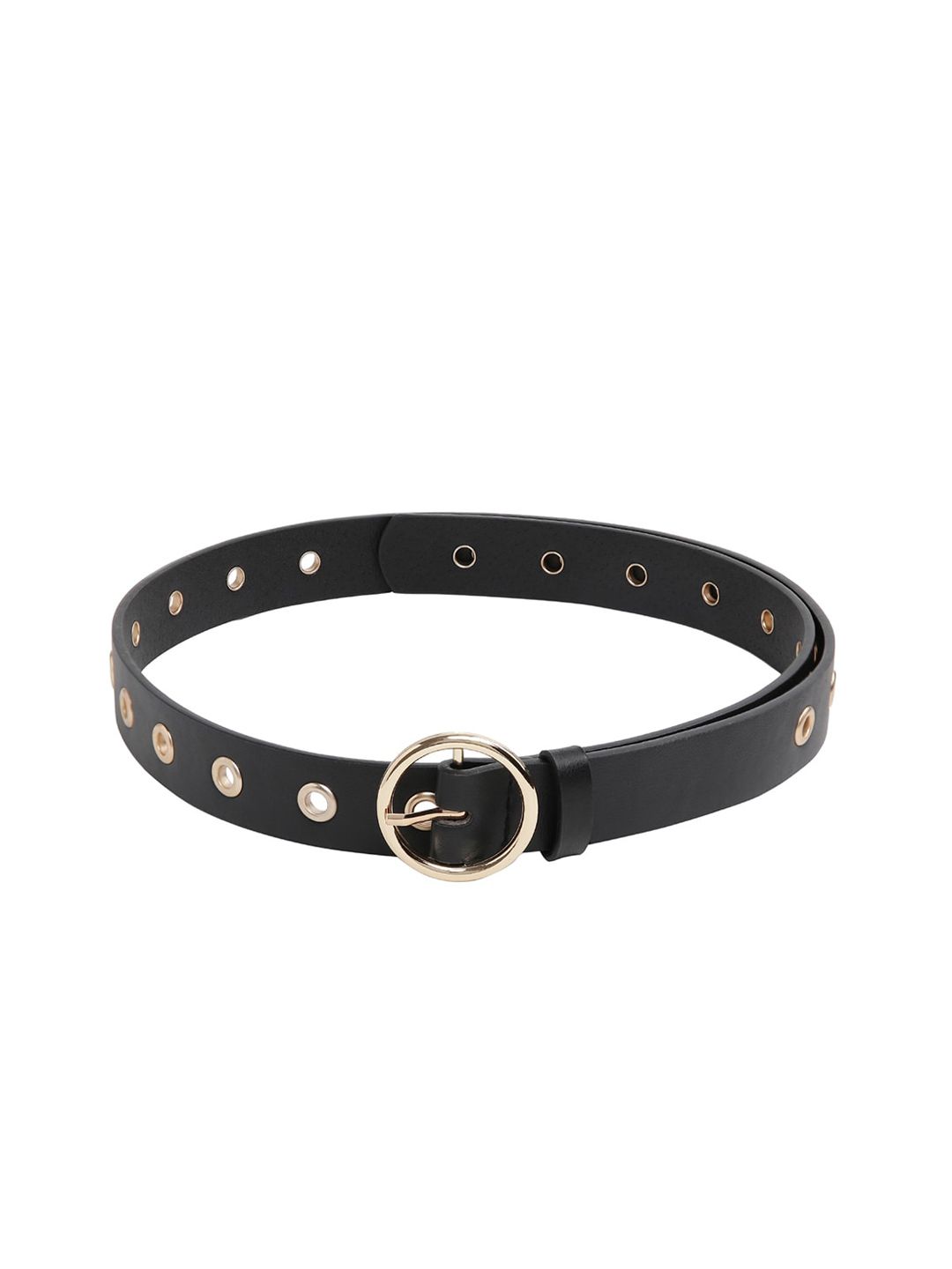 CRUSSET Women Black & Gold-Toned Solid Belt Price in India