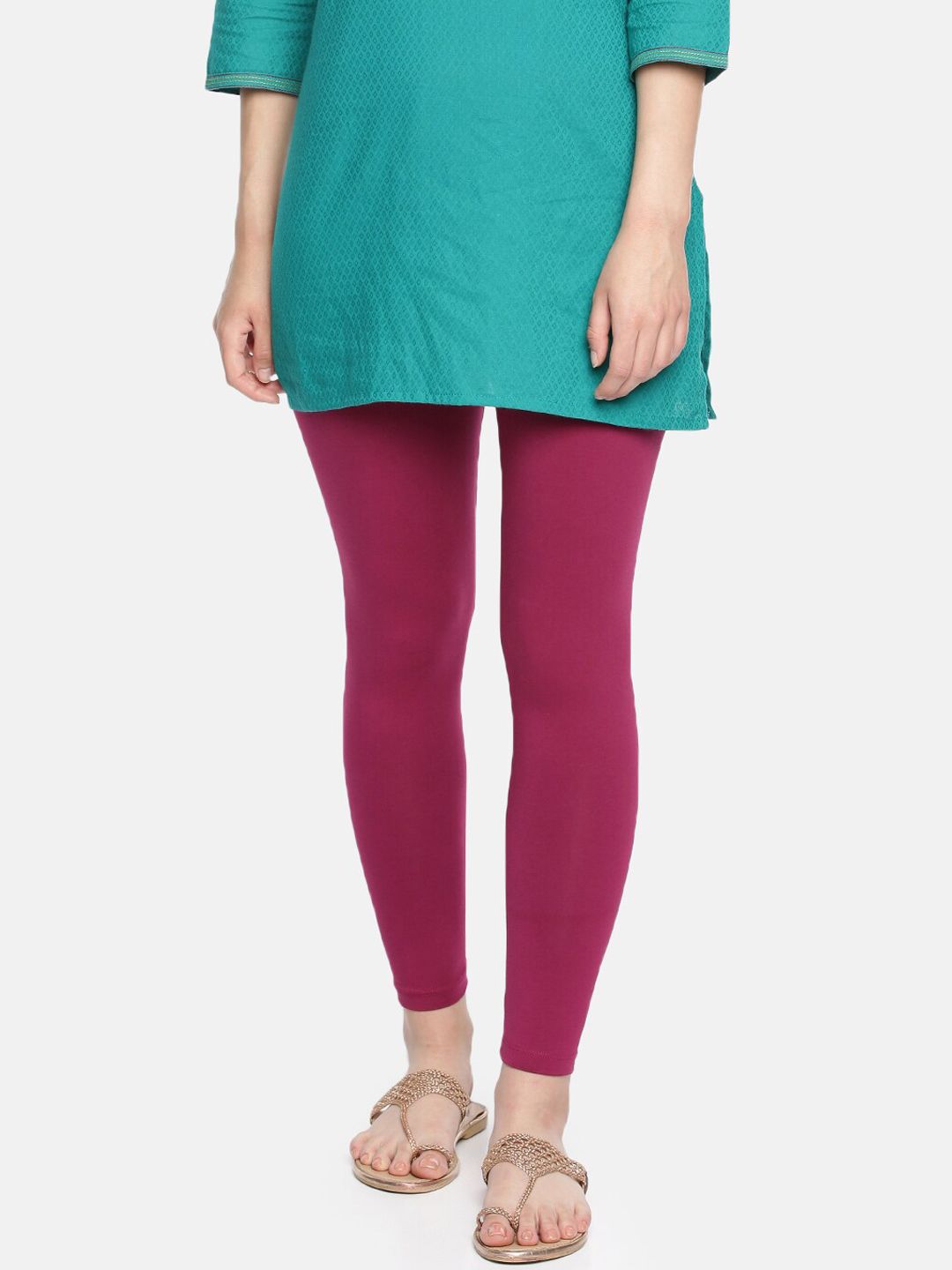Dollar Missy Women Magenta Pink Solid Ankle-Length Leggings Price in India