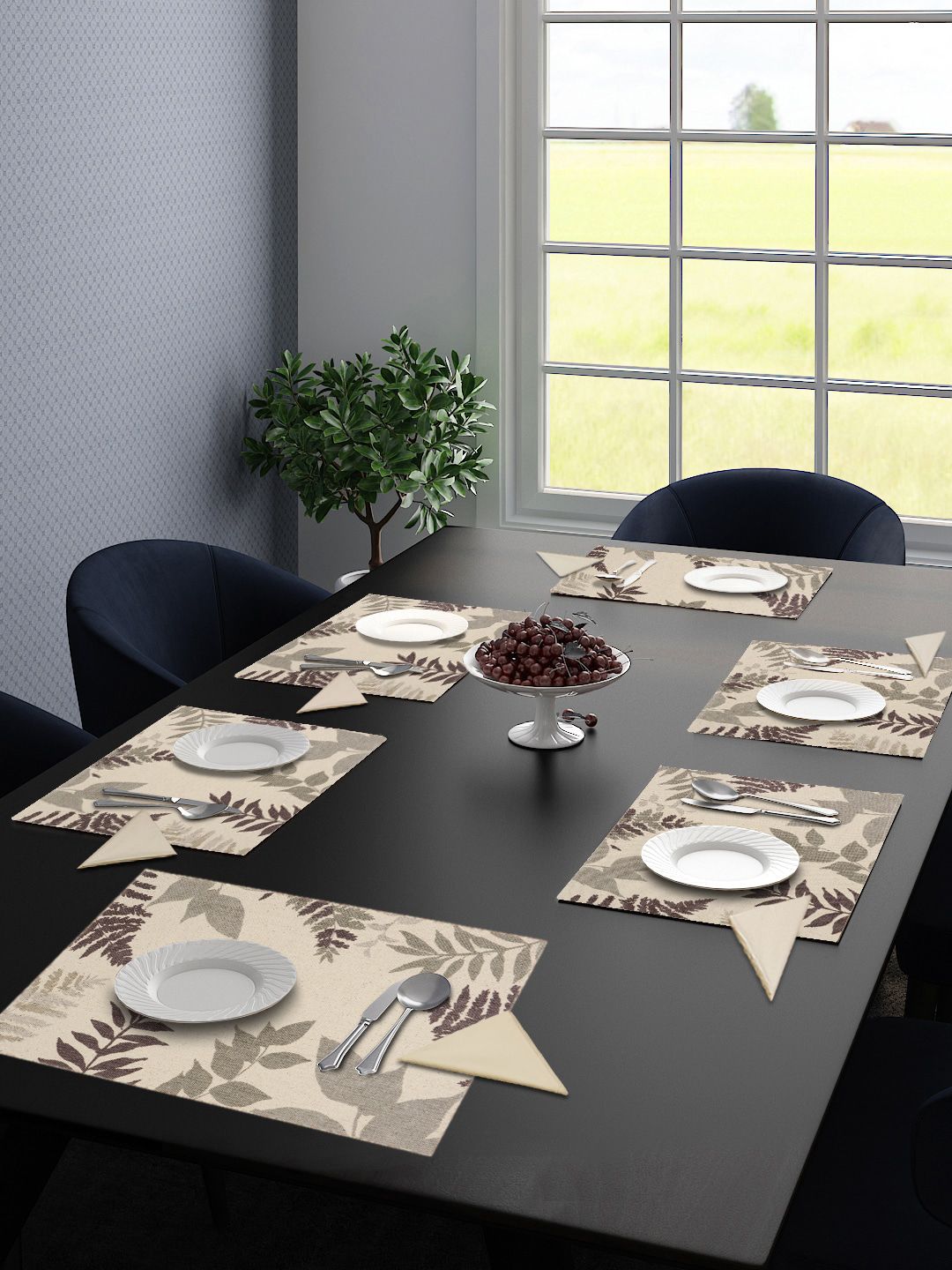 Saral Home Set of 6 Grey & Brown Printed Table Placemats Price in India
