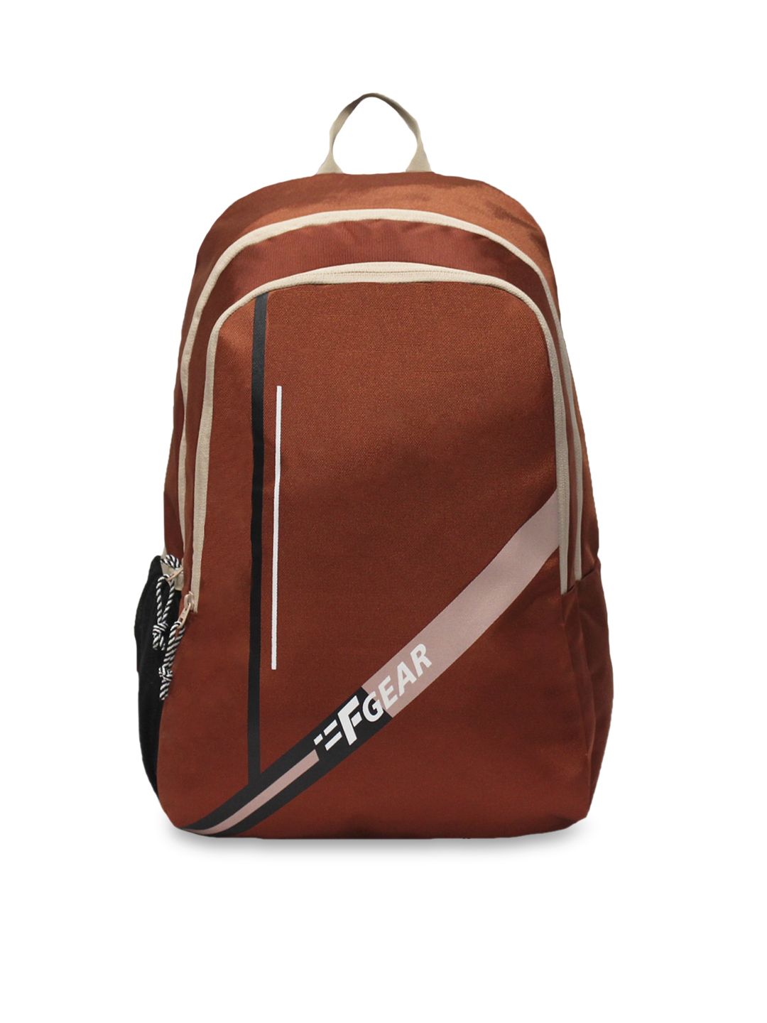 F Gear Unisex Rust Brown & Peach-coloured Brand Logo Contrast Detail Backpack Price in India