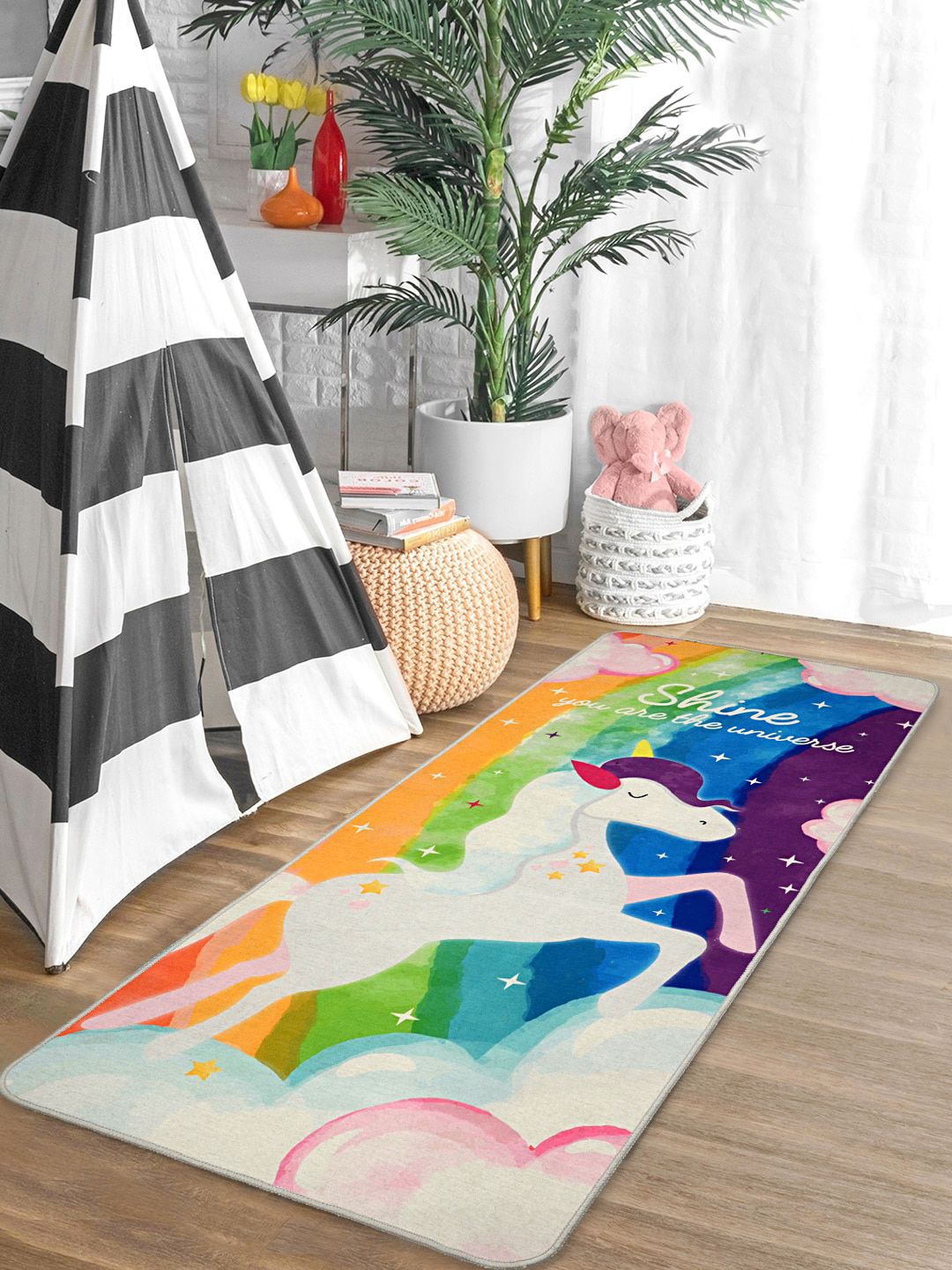 Saral Home Saral Home Kids Blue & White Unicorn Printed Anti Skid Yoga Mat
