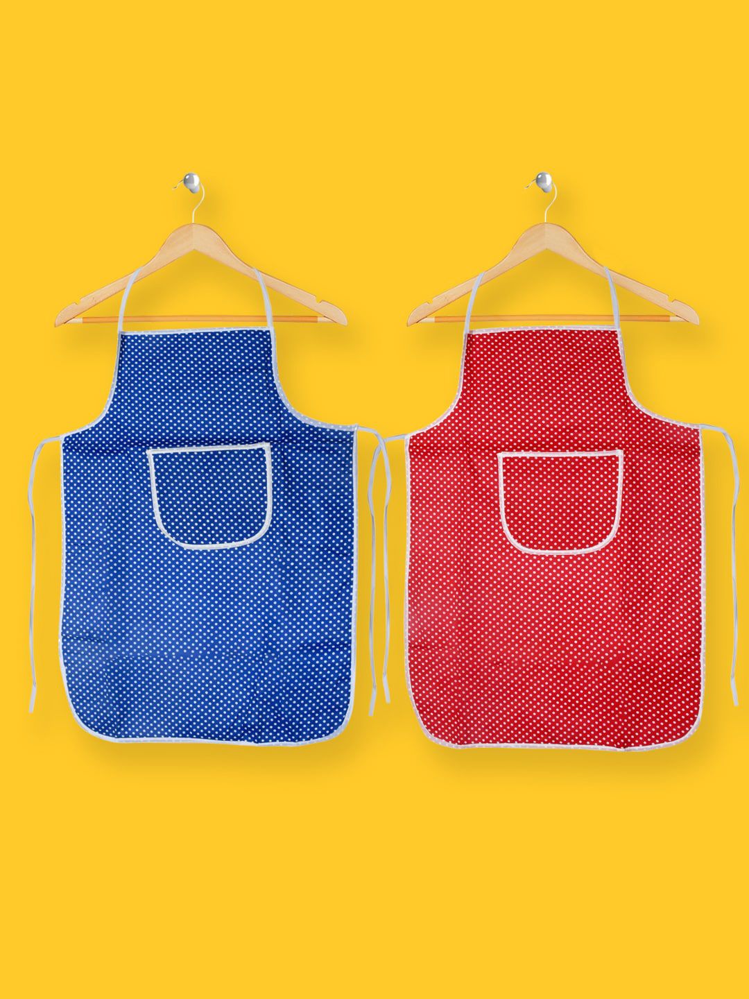 Kuber Industries Unisex Set Of 2 Polka Dots Cotton Waterproof Kitchen Aprons Price in India